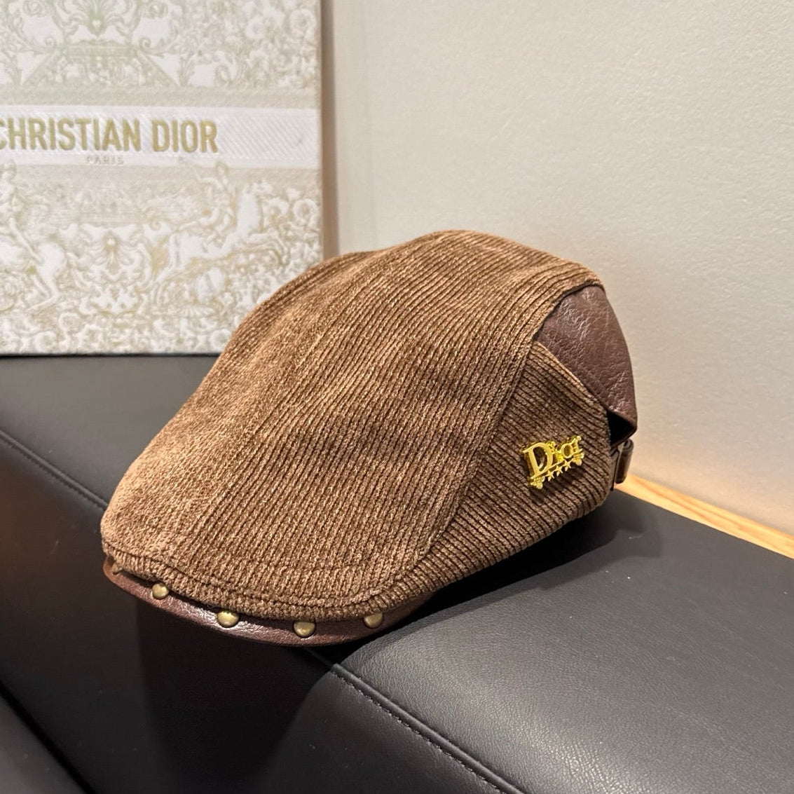 Balenciaga 2026 Beret Hat Brown Fabric Leather 550329