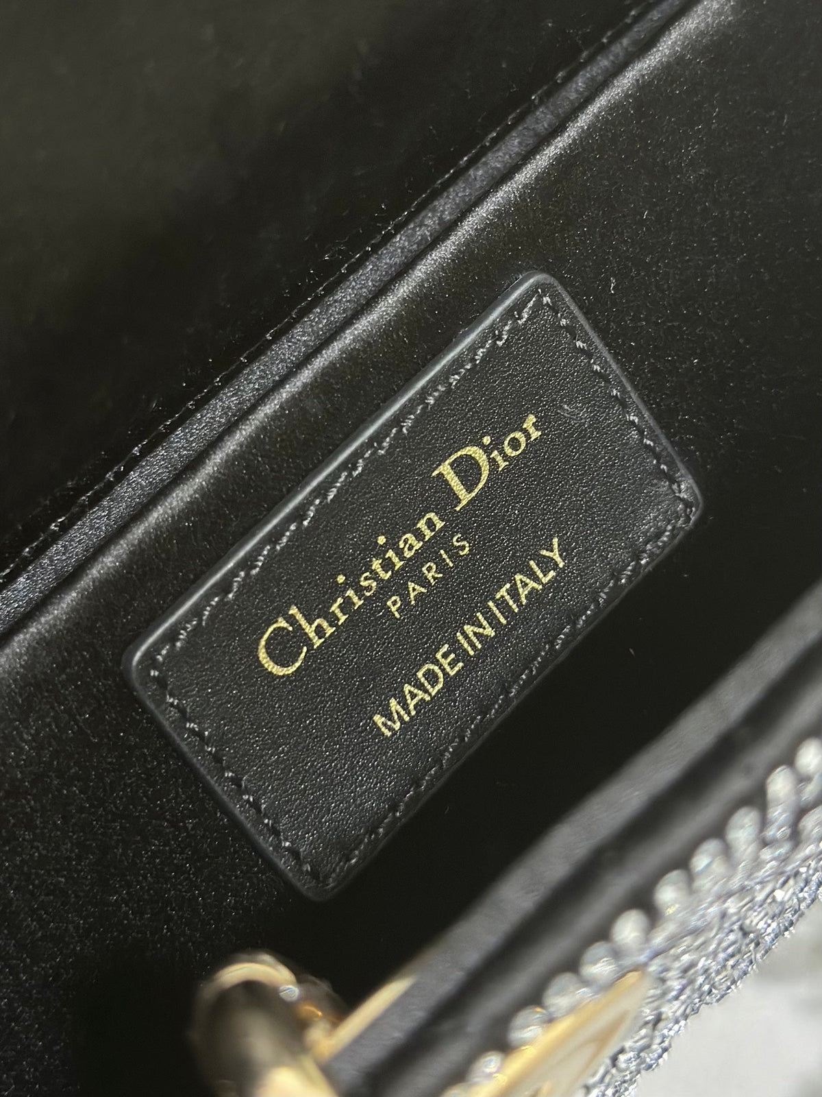 Dior 2026 Mini Lady Dior Bag Black Cannage Satin and Strass 405668