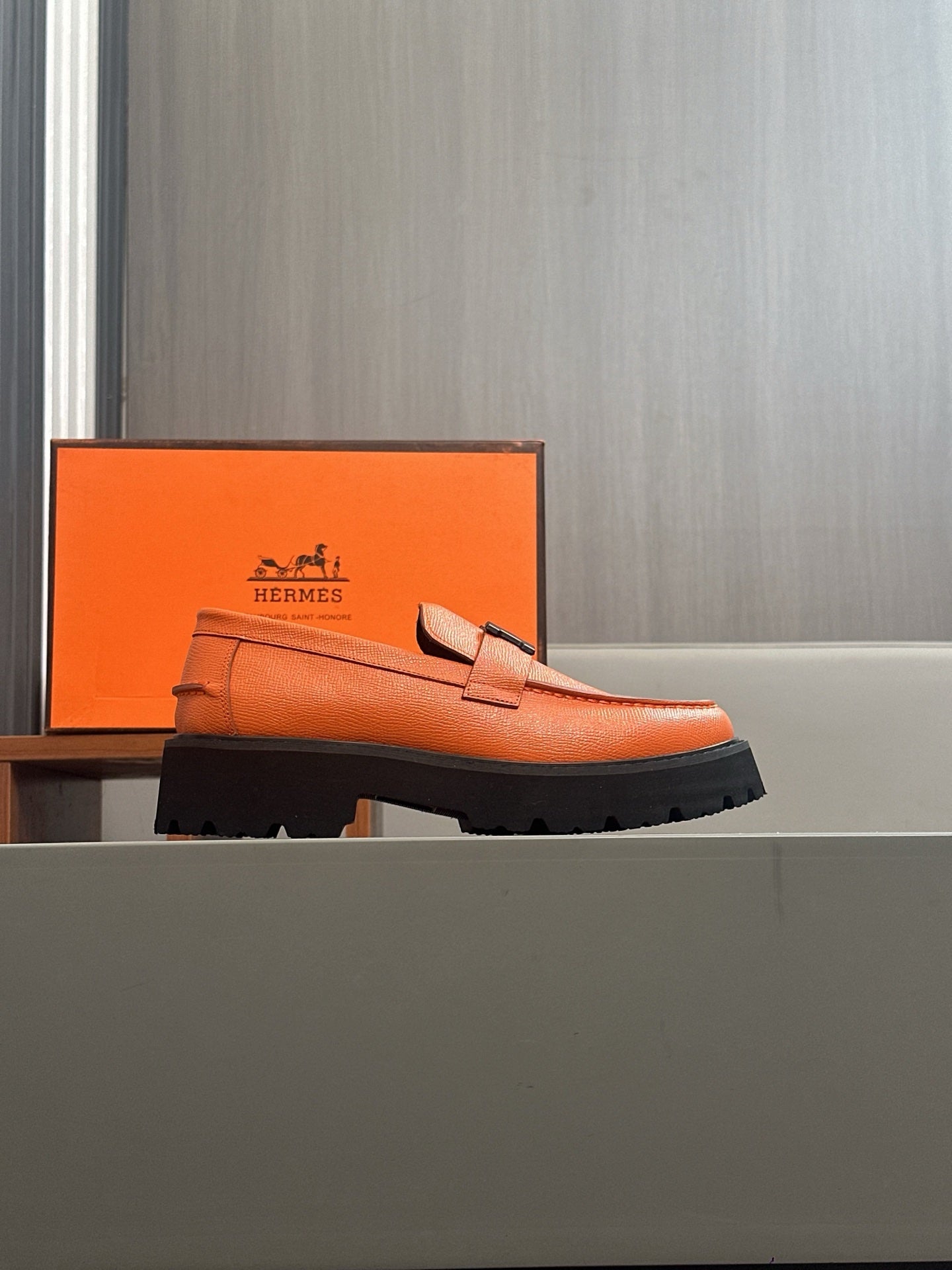 HM Men's Paris Loafer Orange Calfskin 640901