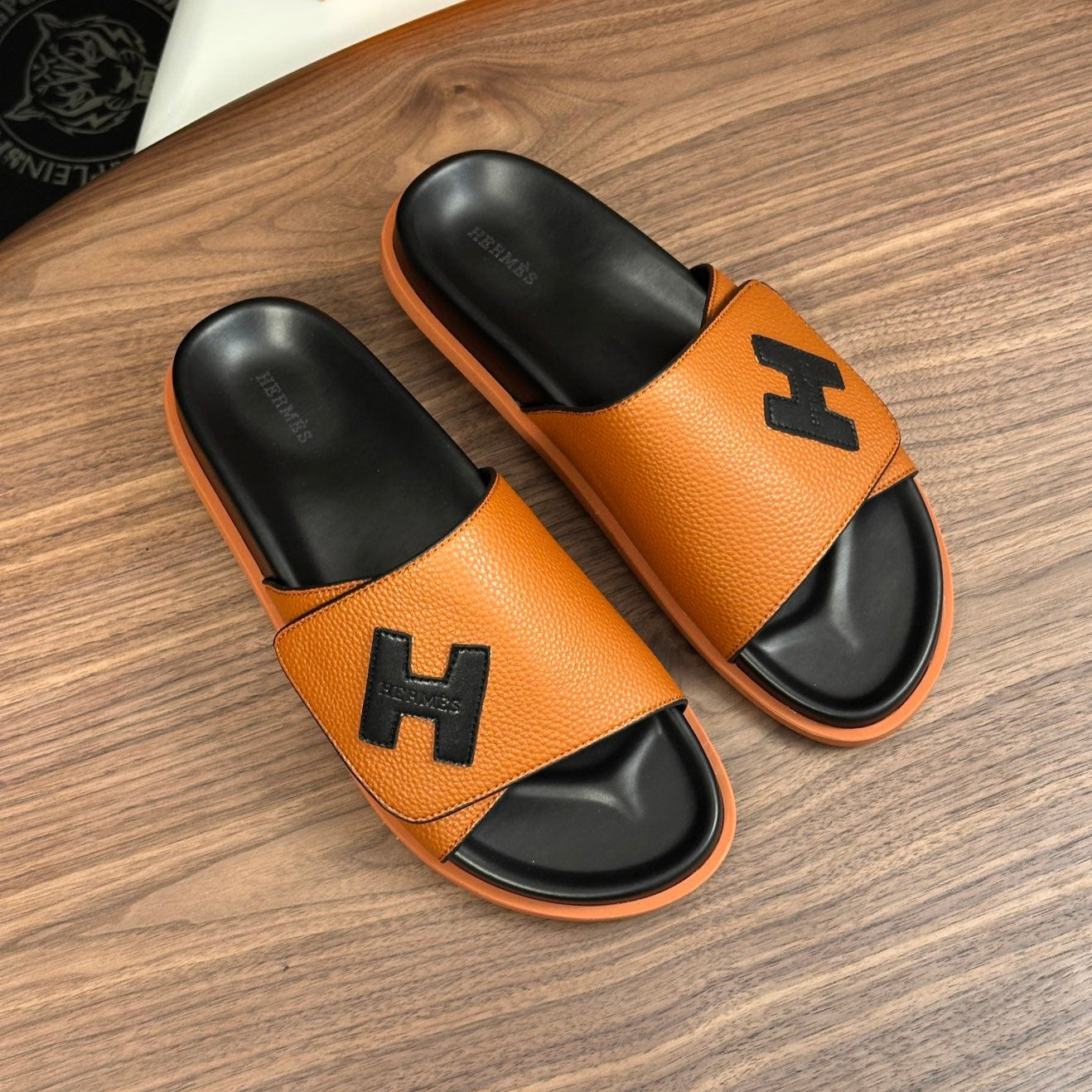 HM Men's Slide Orange Cowhide 684846