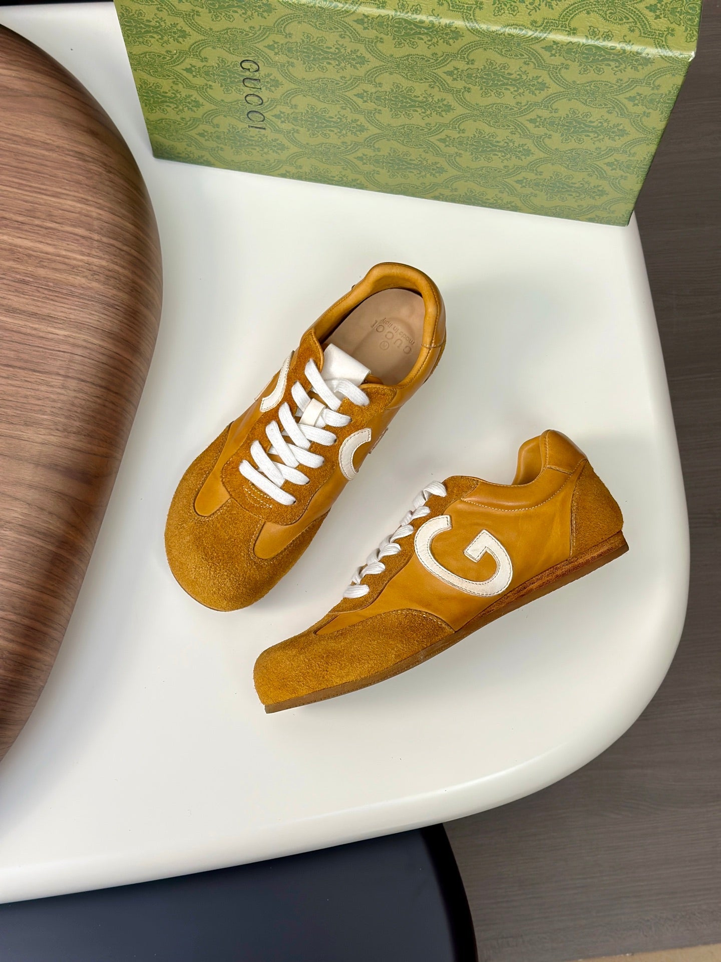 GG Men's 25 Sneaker Yellow Suede Cowhide 723953