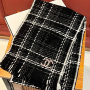 CC Scarf 185 CM Black With White Stripes Cashmere  422921