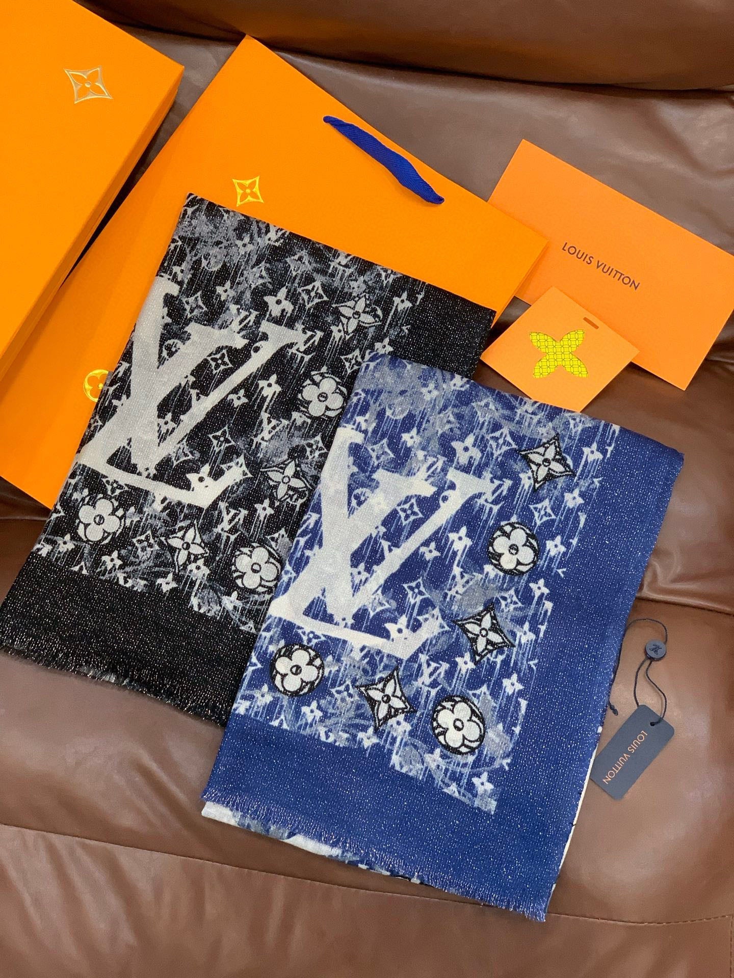 LV 25ss Scarf 200CM Blue Cashmere 293140