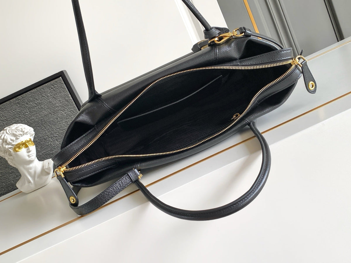 Prada 2026 Ouvert Large Leather Tote Bag 32cm Leather
