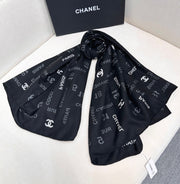 CC Square Scarf 140 CM In Black Cashmere Silk  422704