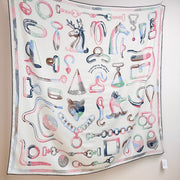 HM Reversible Shawl Scarf 135CM White Pink Cashmere Silk 969422