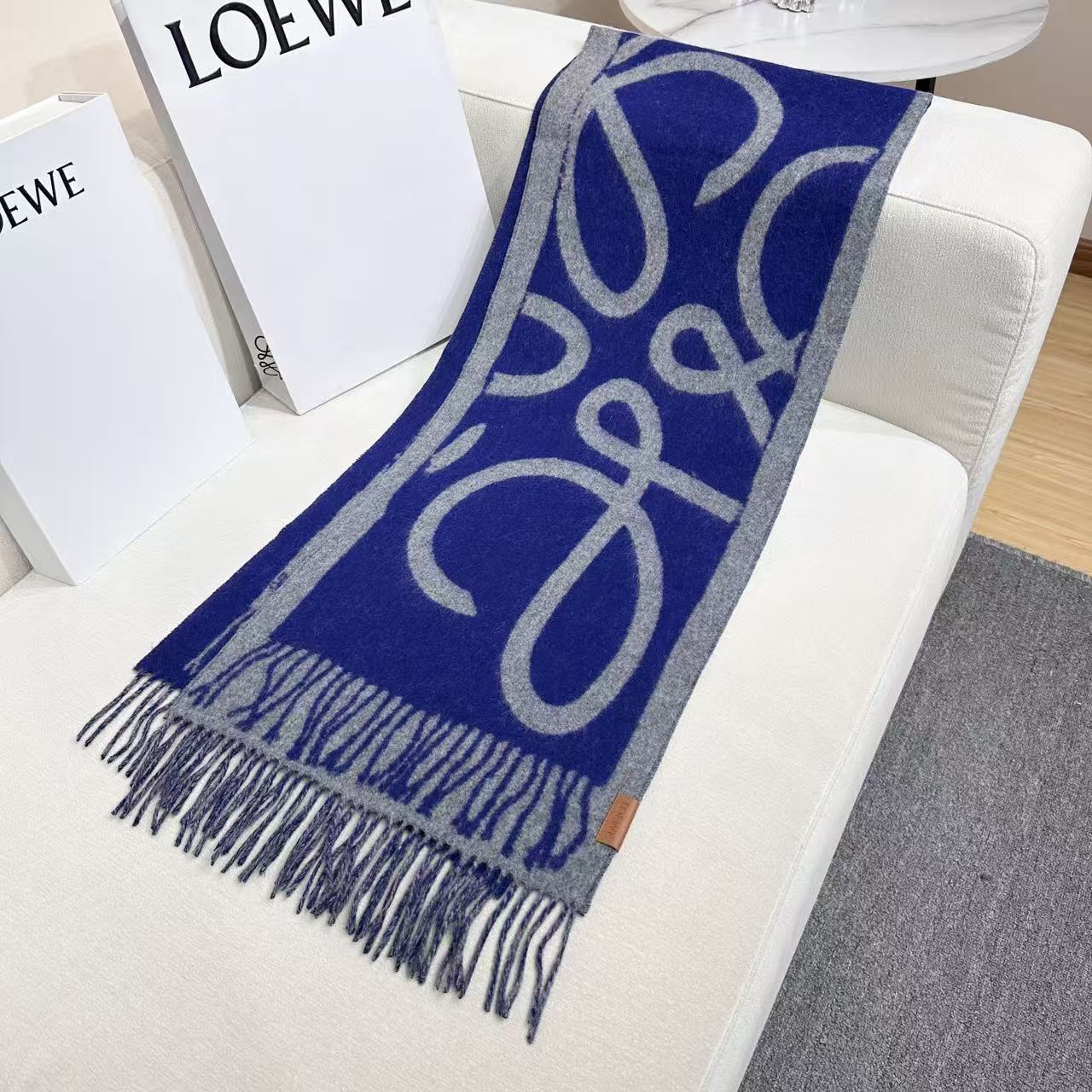 Loewe Scarf 180CM Blue Cashmere 962788