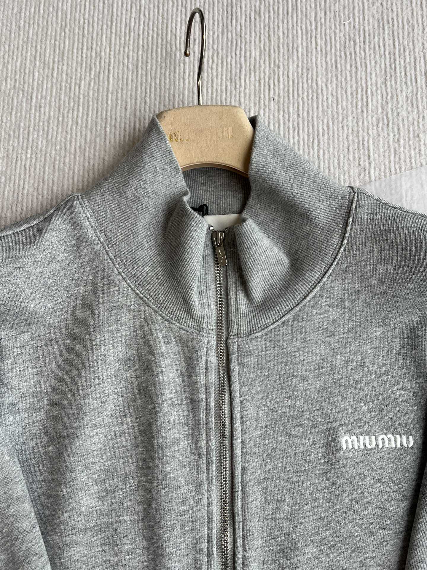 Miu Miu 25 Jacket Grey Wool Mix Cotton
