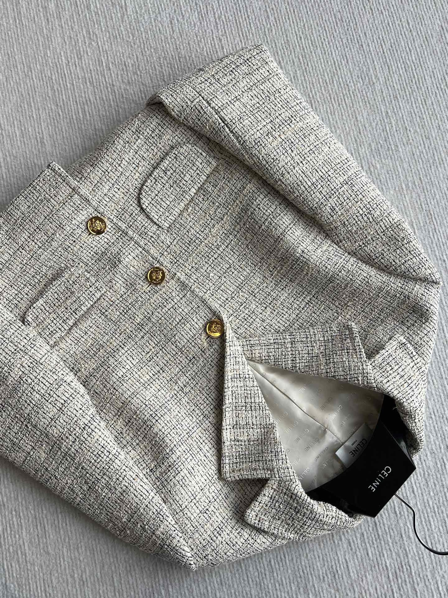 Celine 25 Coat Beige Polyester Cotton