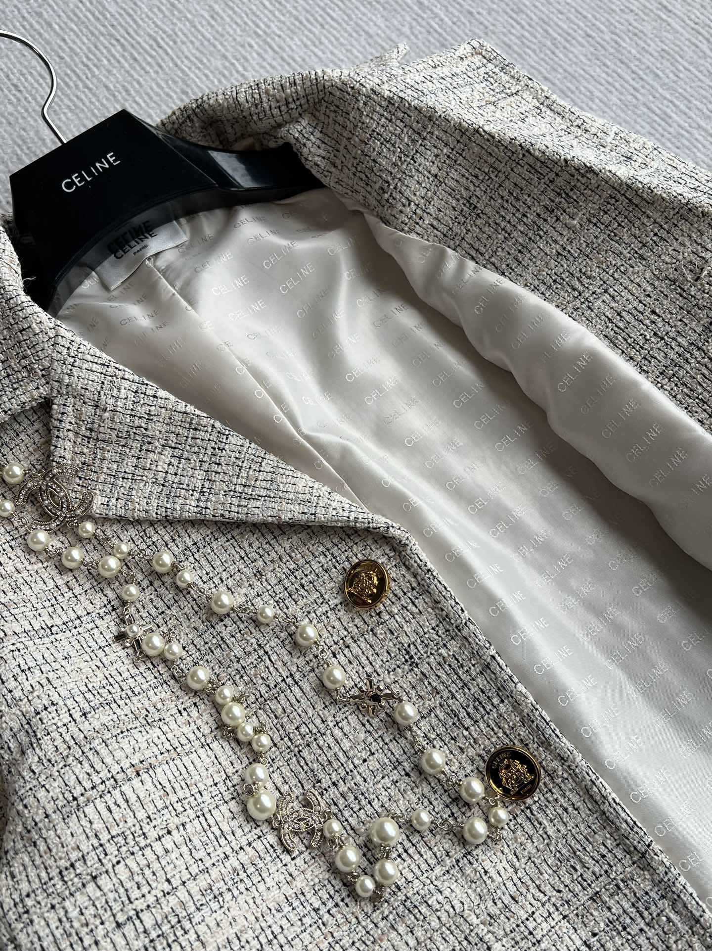 Celine 25 Coat Beige Polyester Cotton