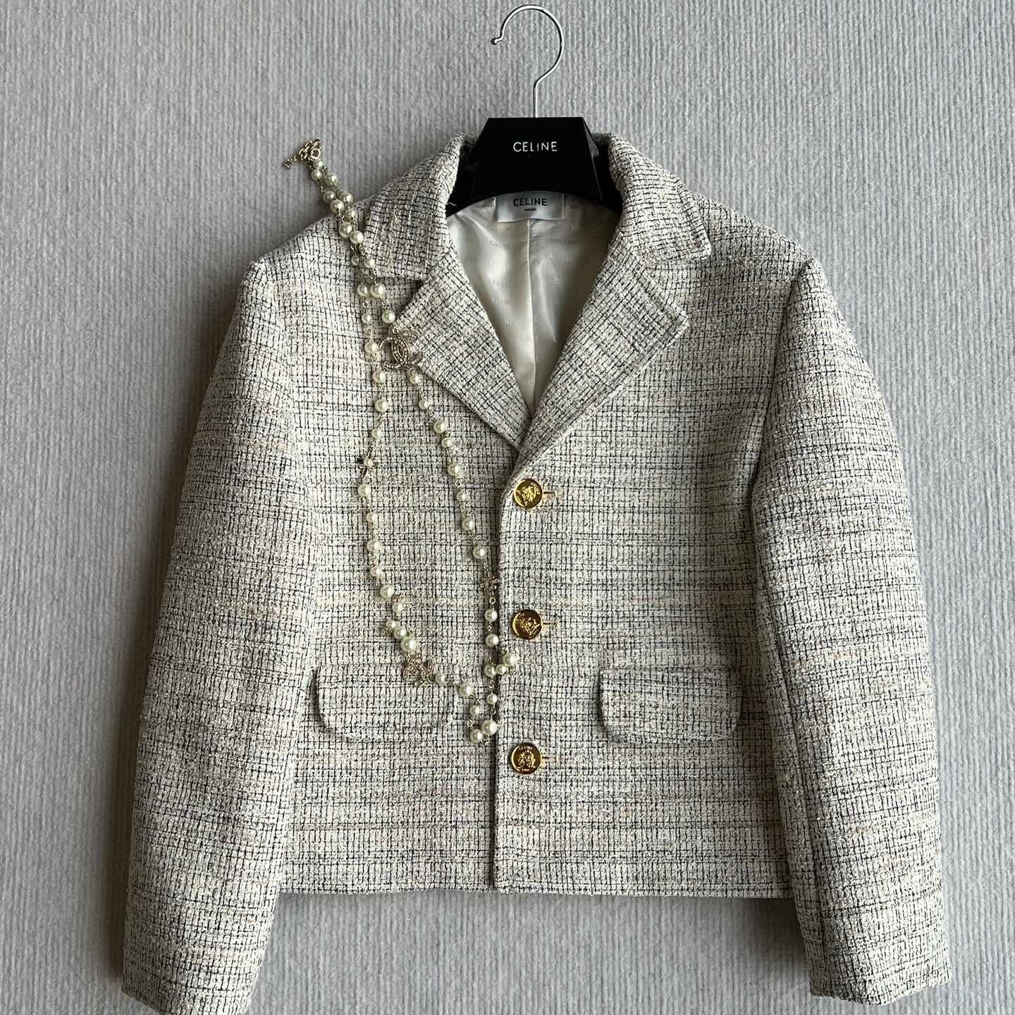 Celine 25 Coat Beige Polyester Cotton