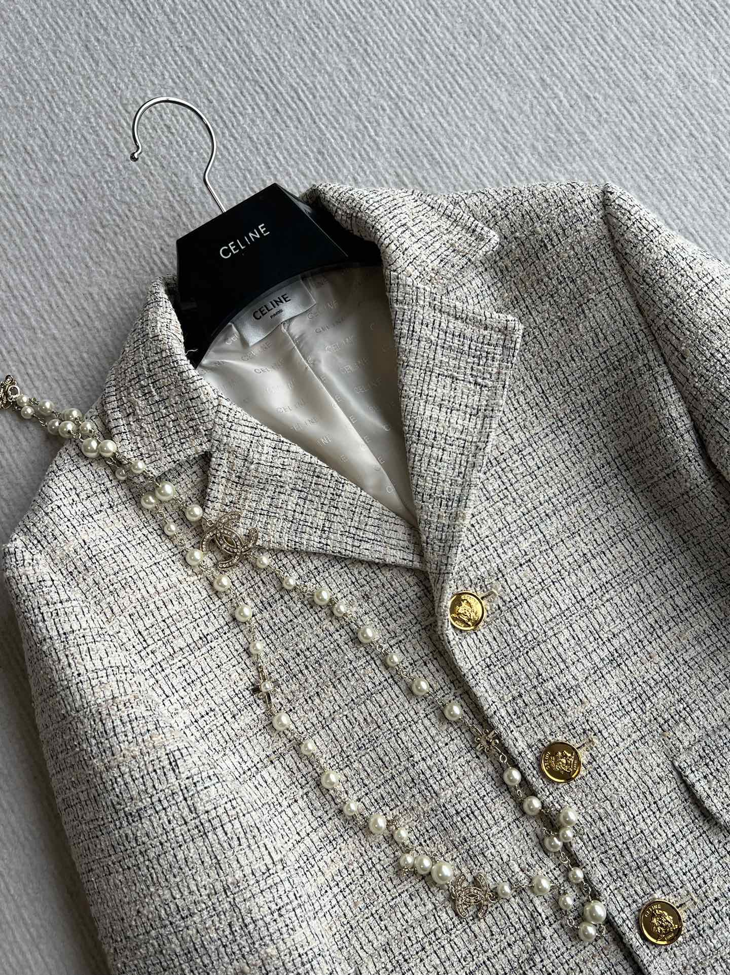 Celine 25 Coat Beige Polyester Cotton