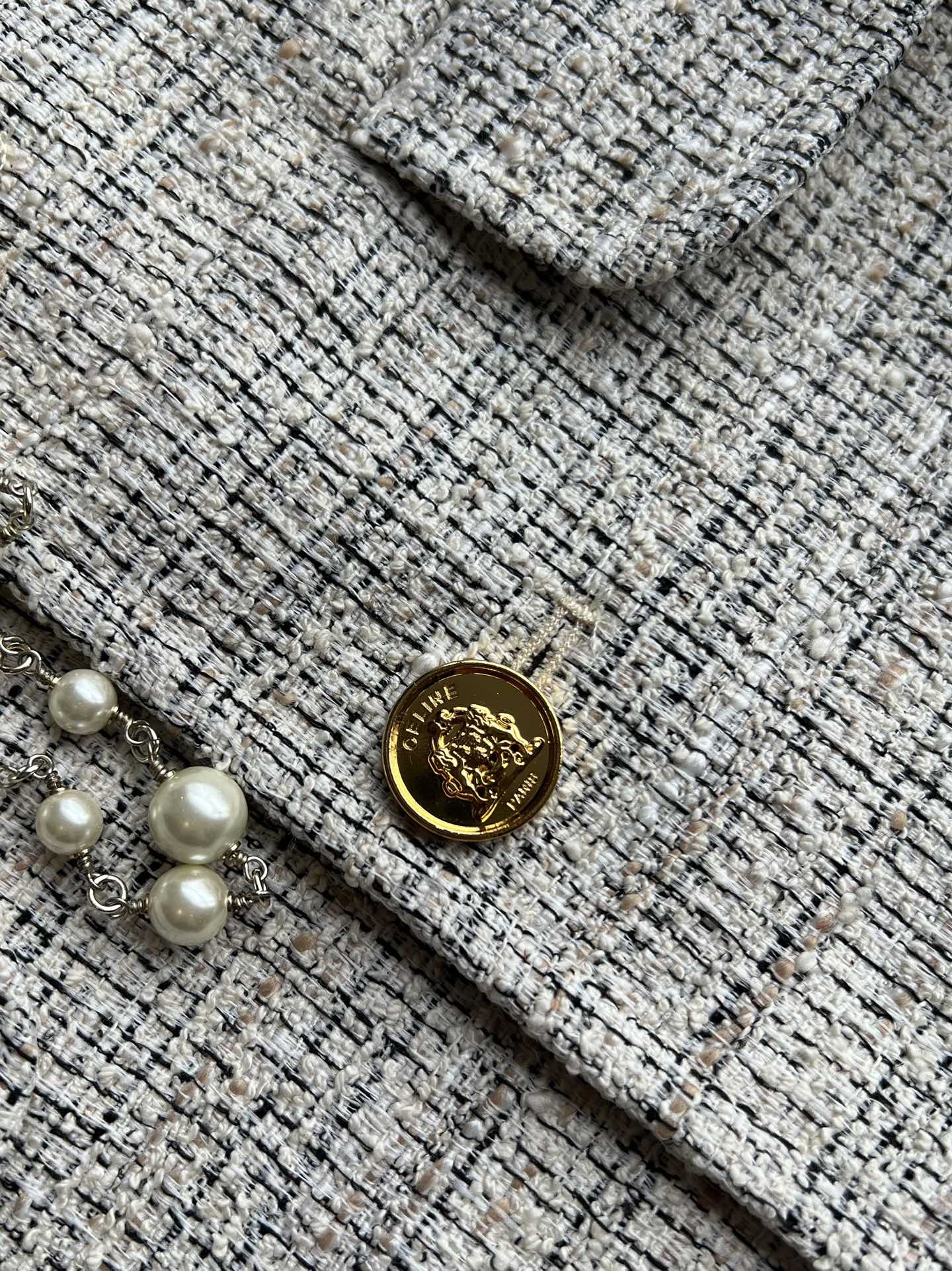 Celine 25 Coat Beige Polyester Cotton