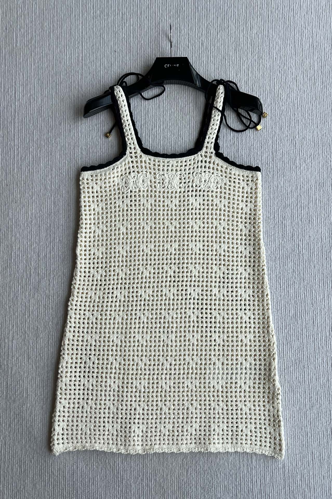 Celine 25 Hollow Camisole Dress White Cotton