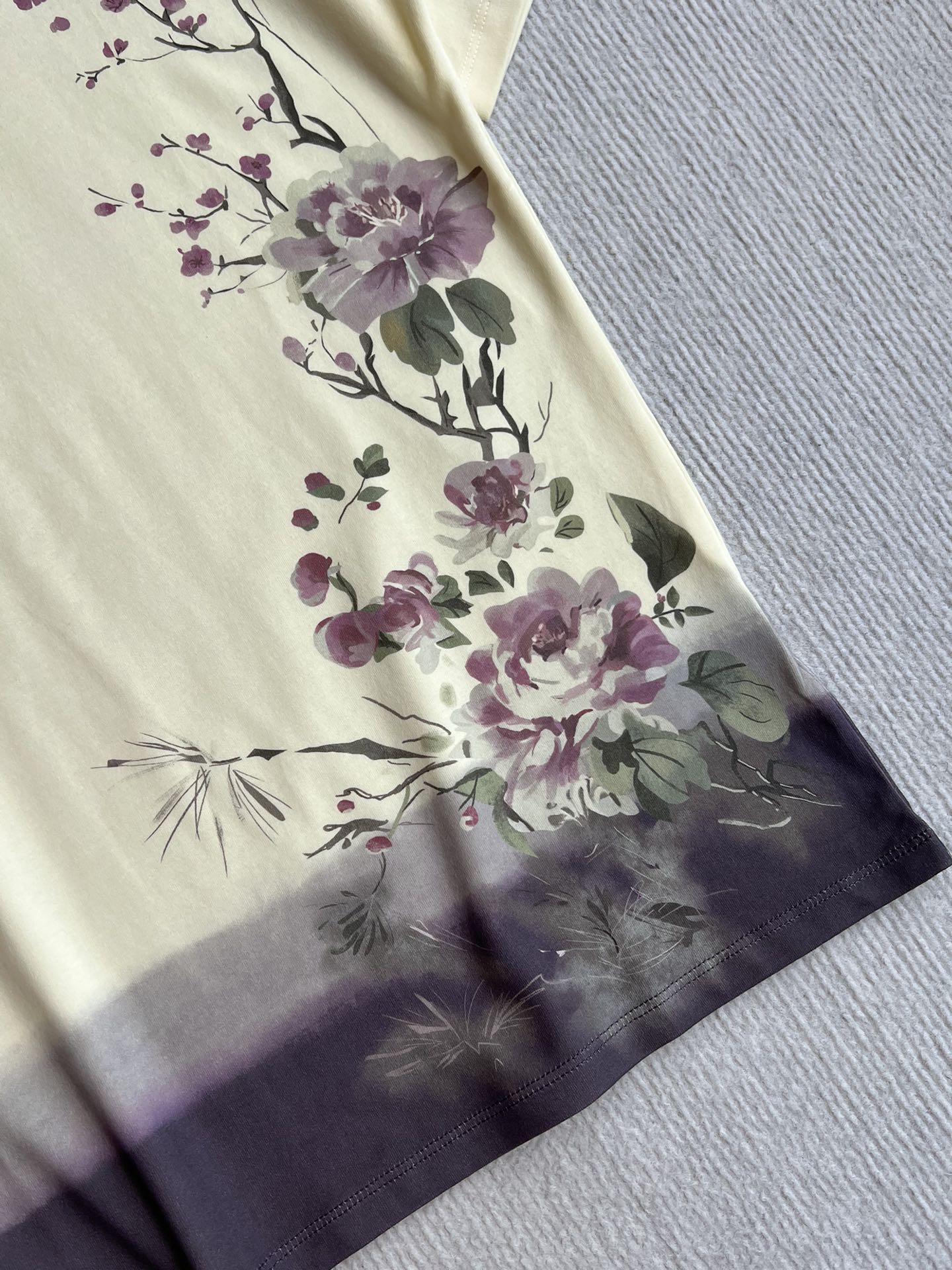 CD 25 Plum Blossom Floral Short-sleeved Top Cotton