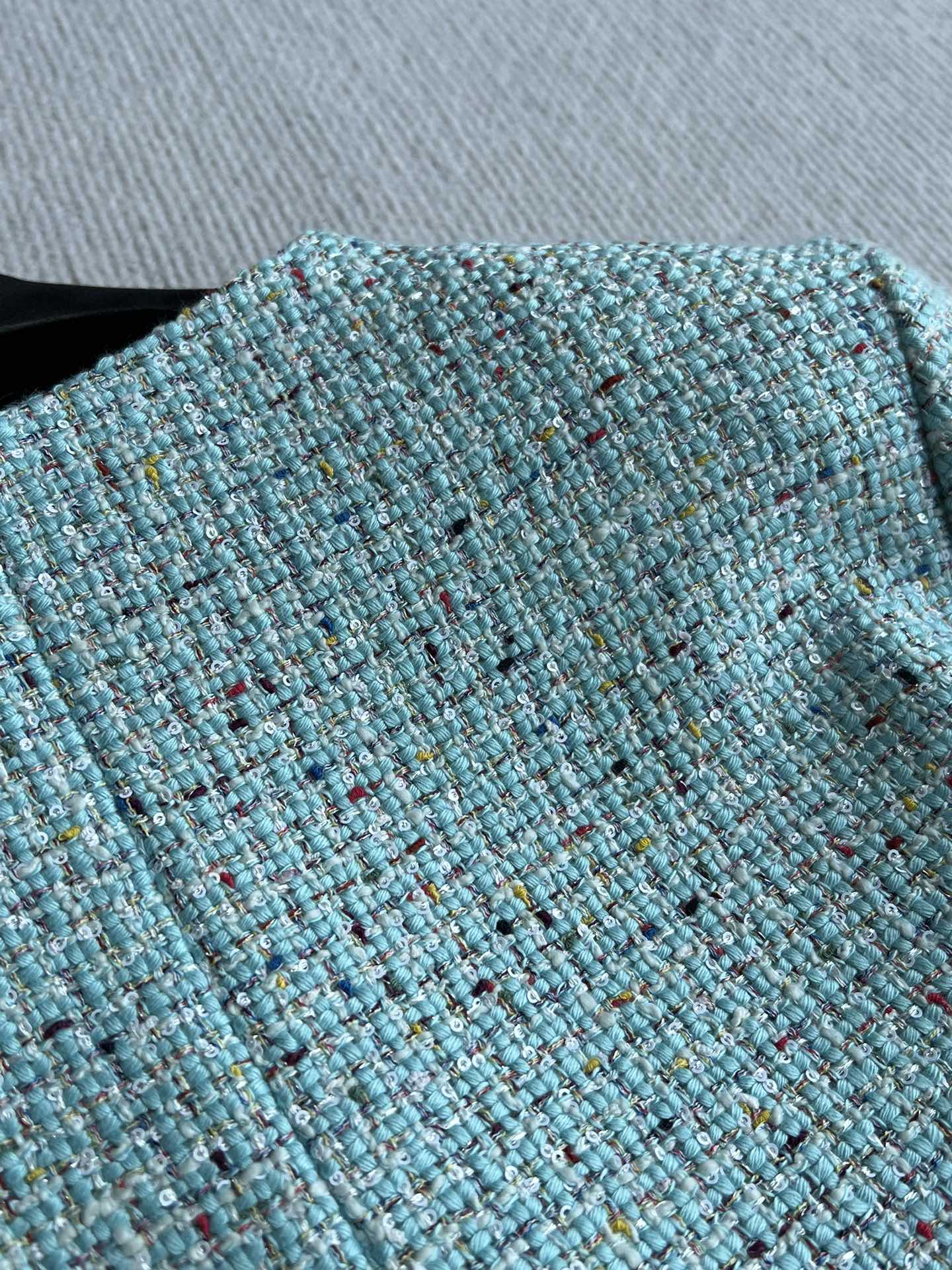 CC 25 Coat Blue-Green Round-Neck Wool Acrylic