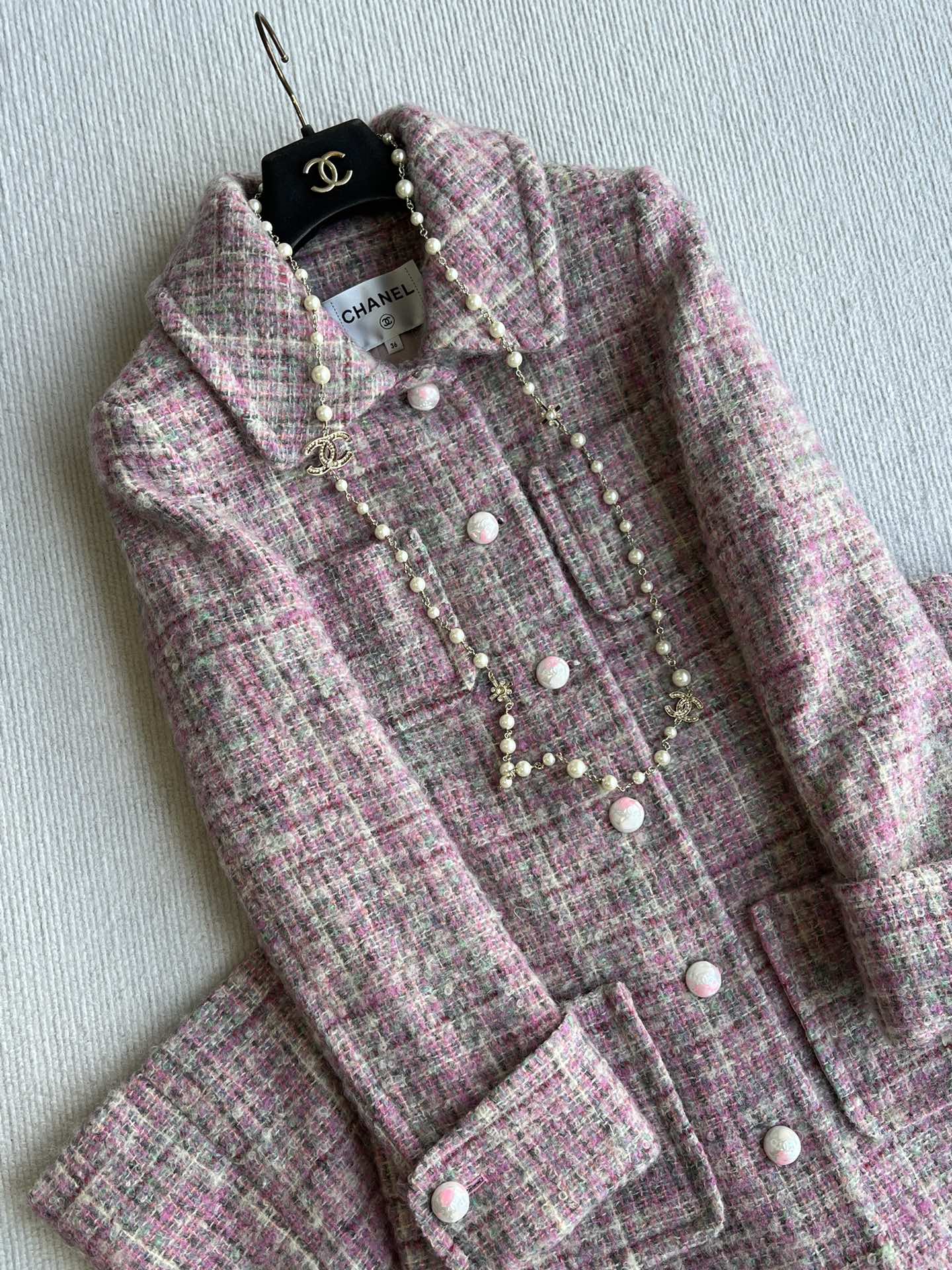 Chanel 25 Long Coat Pink Mohair Wool 318385