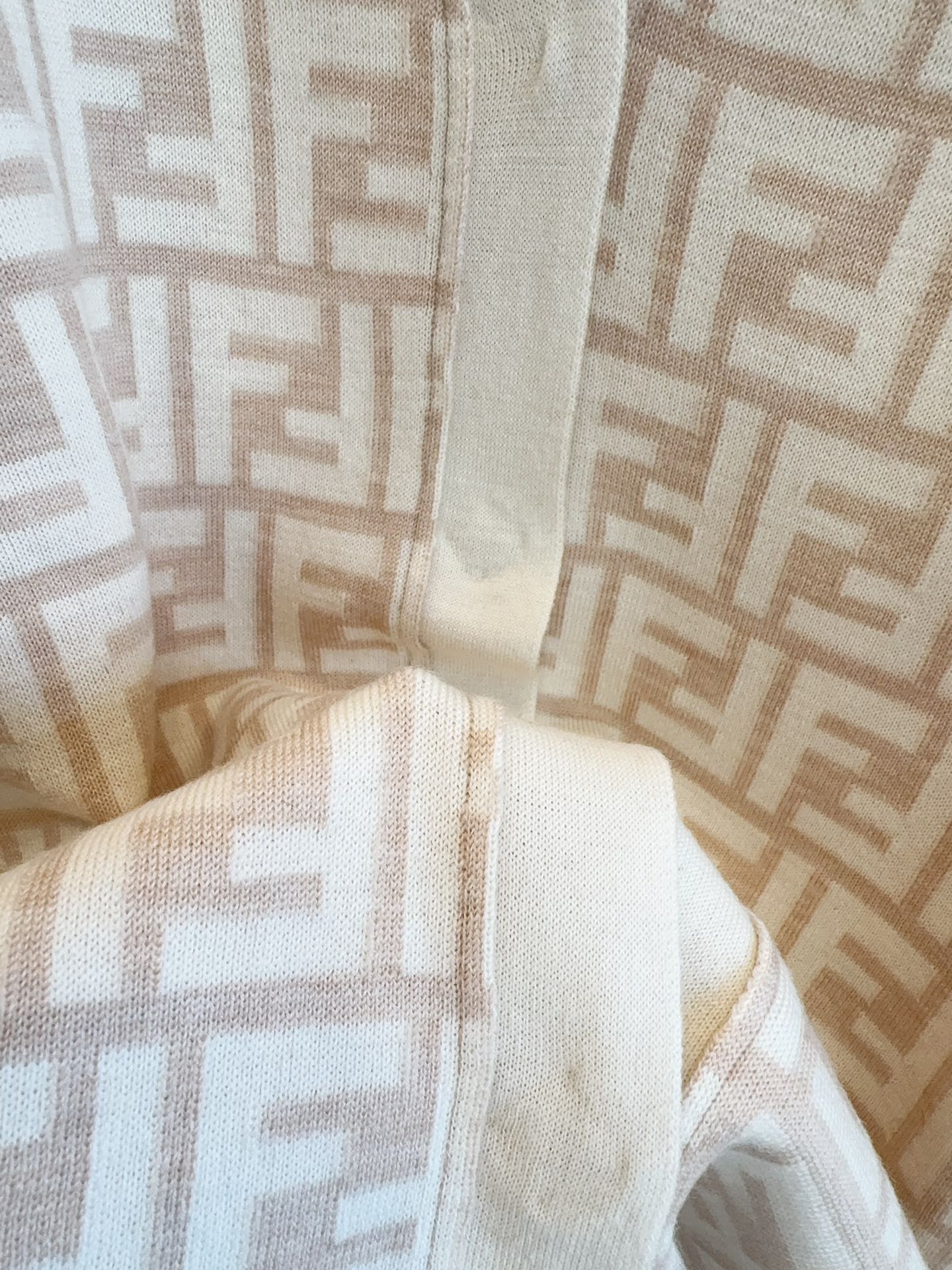 Fendi Monogram Cardigan Beige Wool