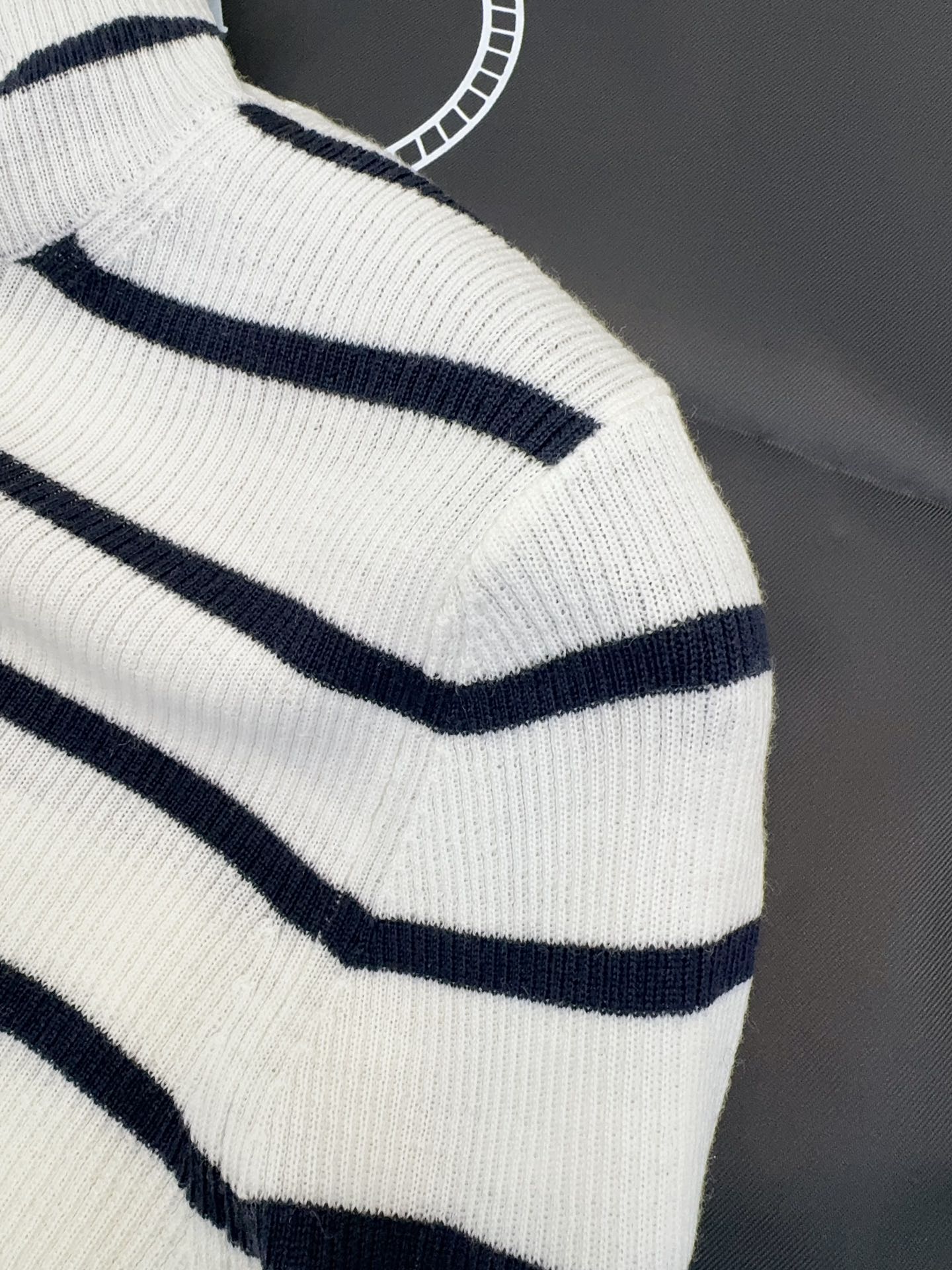 Prada Striped Knitted Turtleneck Sweater Black mix White Wool