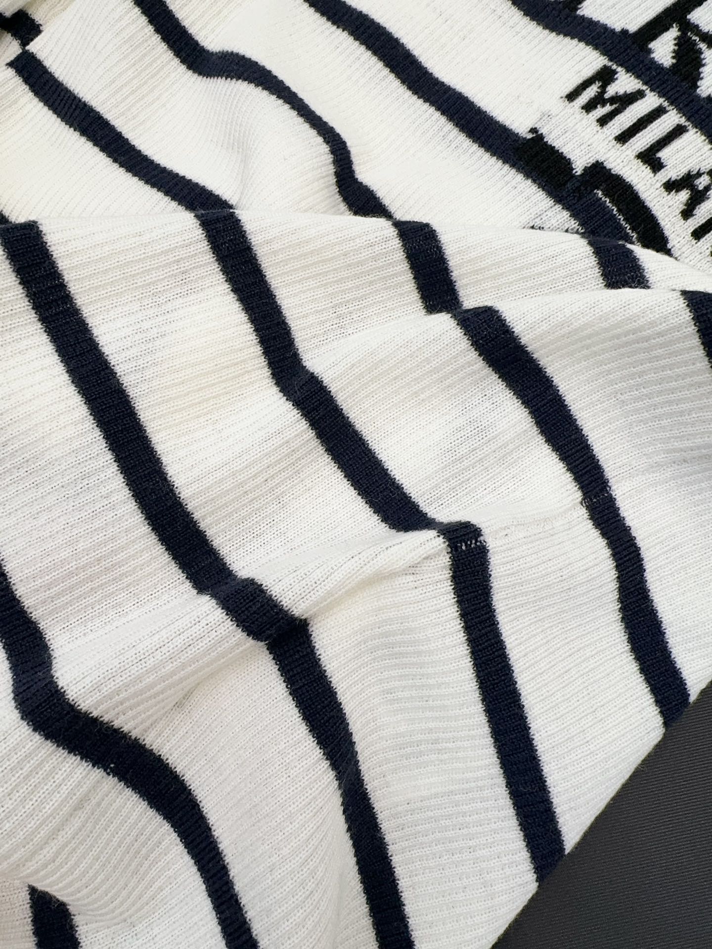 Prada Striped Knitted Turtleneck Sweater Black mix White Wool