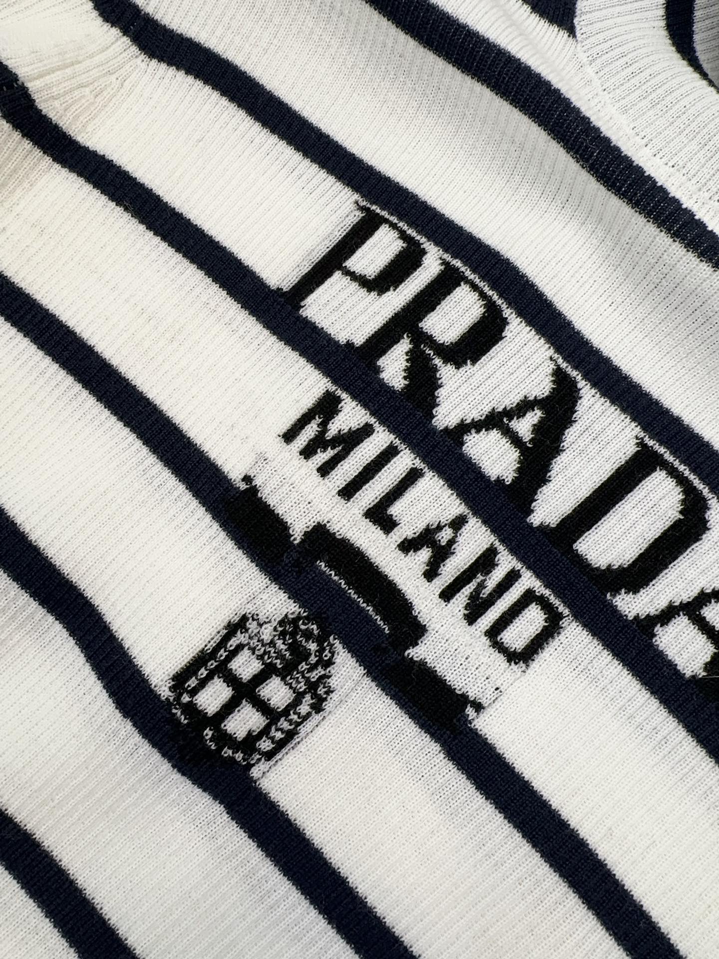 Prada Striped Knitted Turtleneck Sweater Black mix White Wool