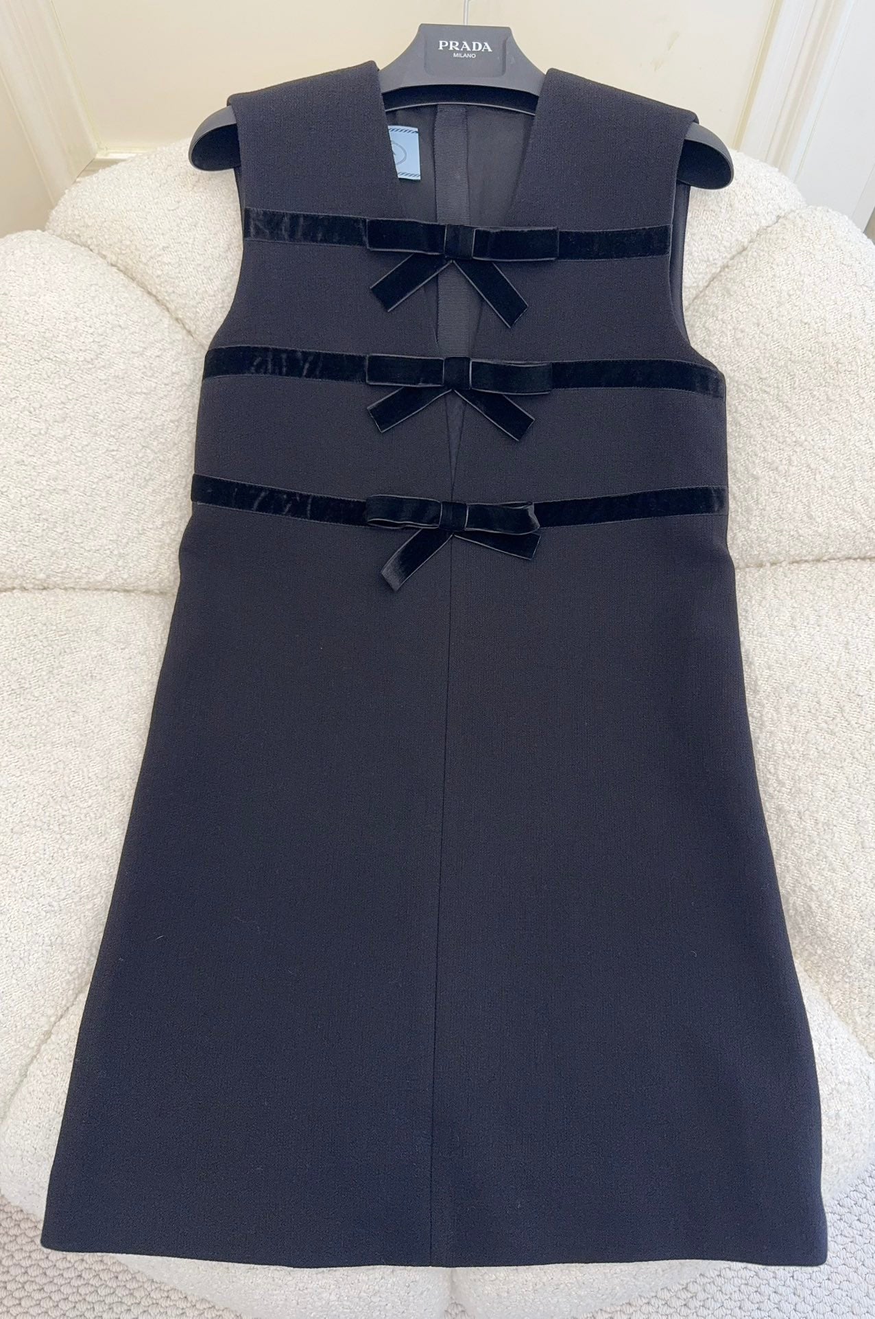 Prada Bow Dress Black Wool