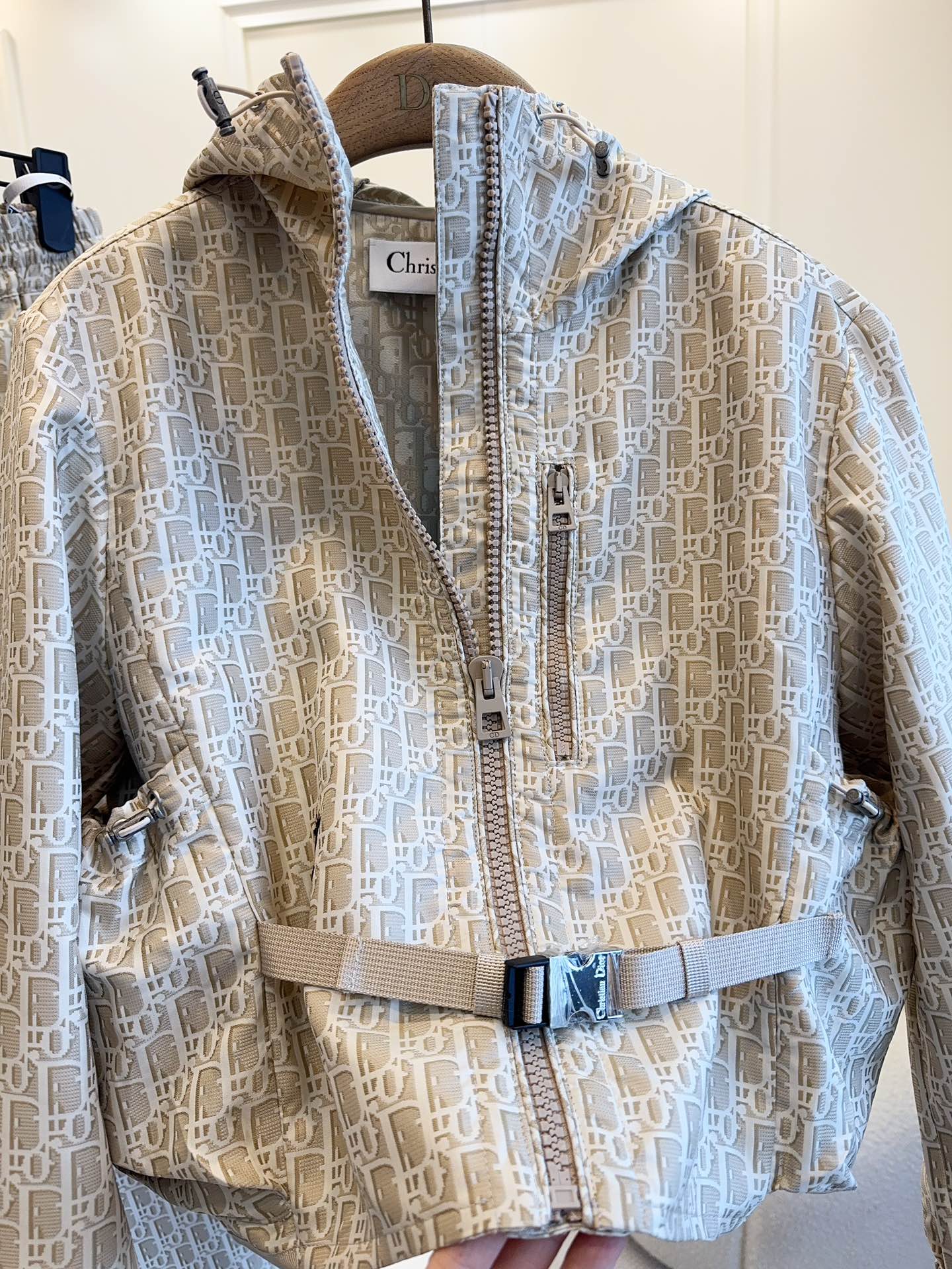 CD 25 Monogram Hoodie Light Beige Polyester