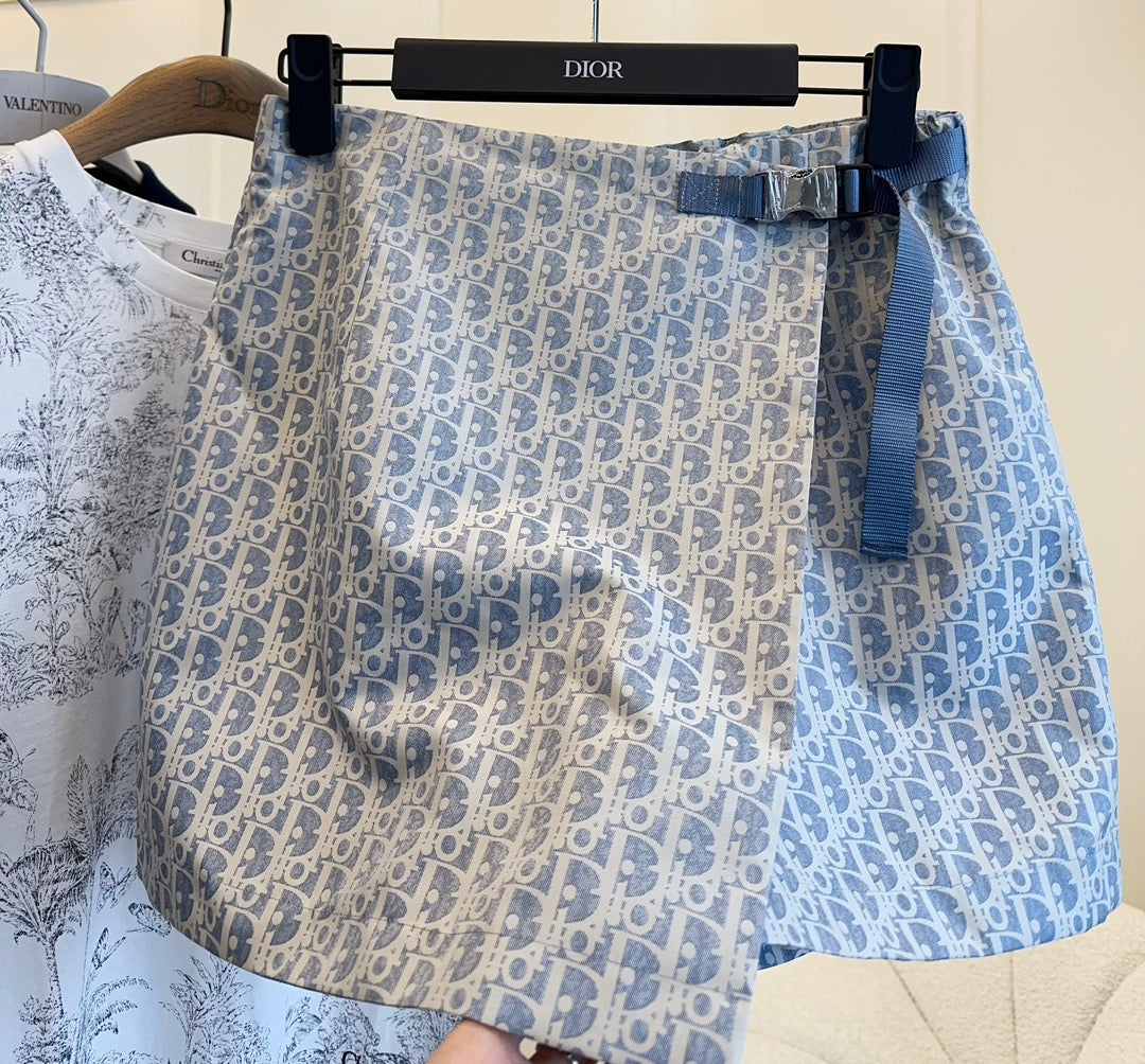 CD 25 Monogram Set Blue Jacquard Fabric