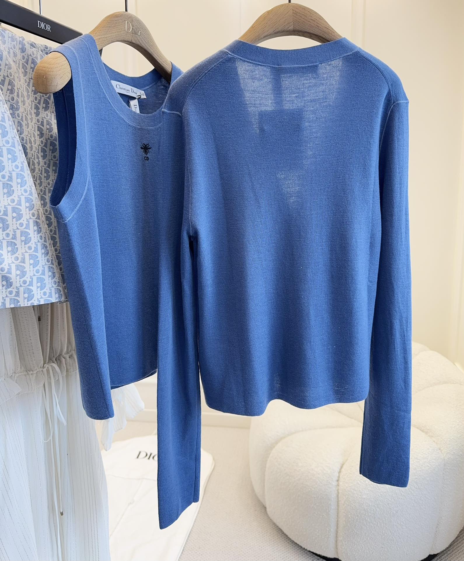 CD 25 Set Cardigan Vest Dark Blue Wool