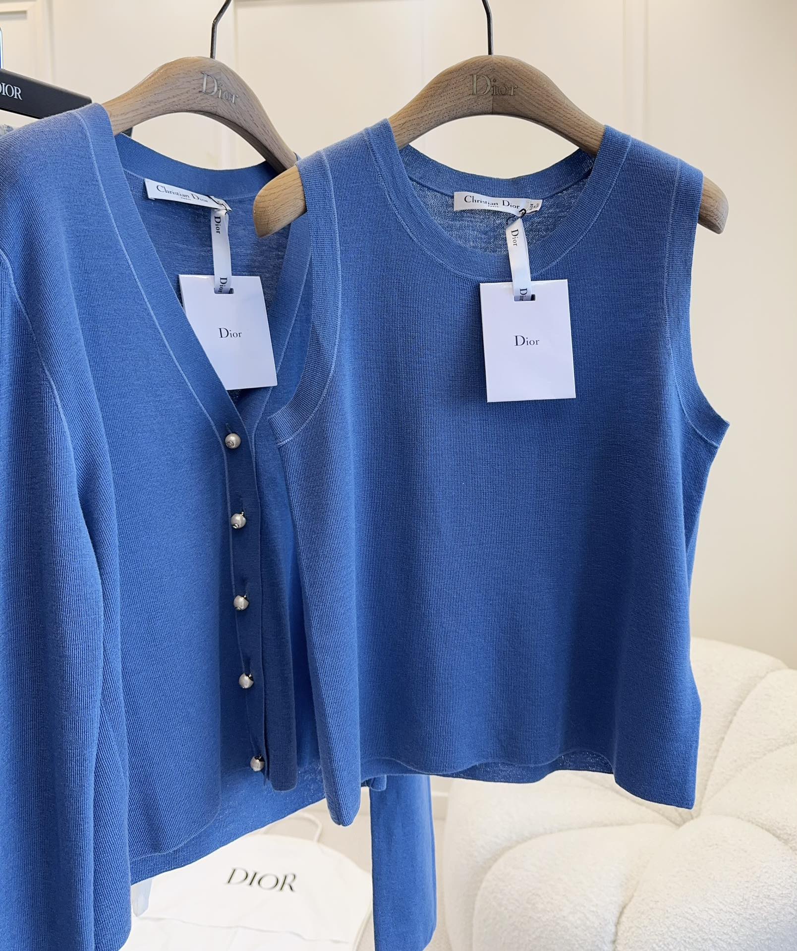 CD 25 Set Cardigan Vest Dark Blue Wool