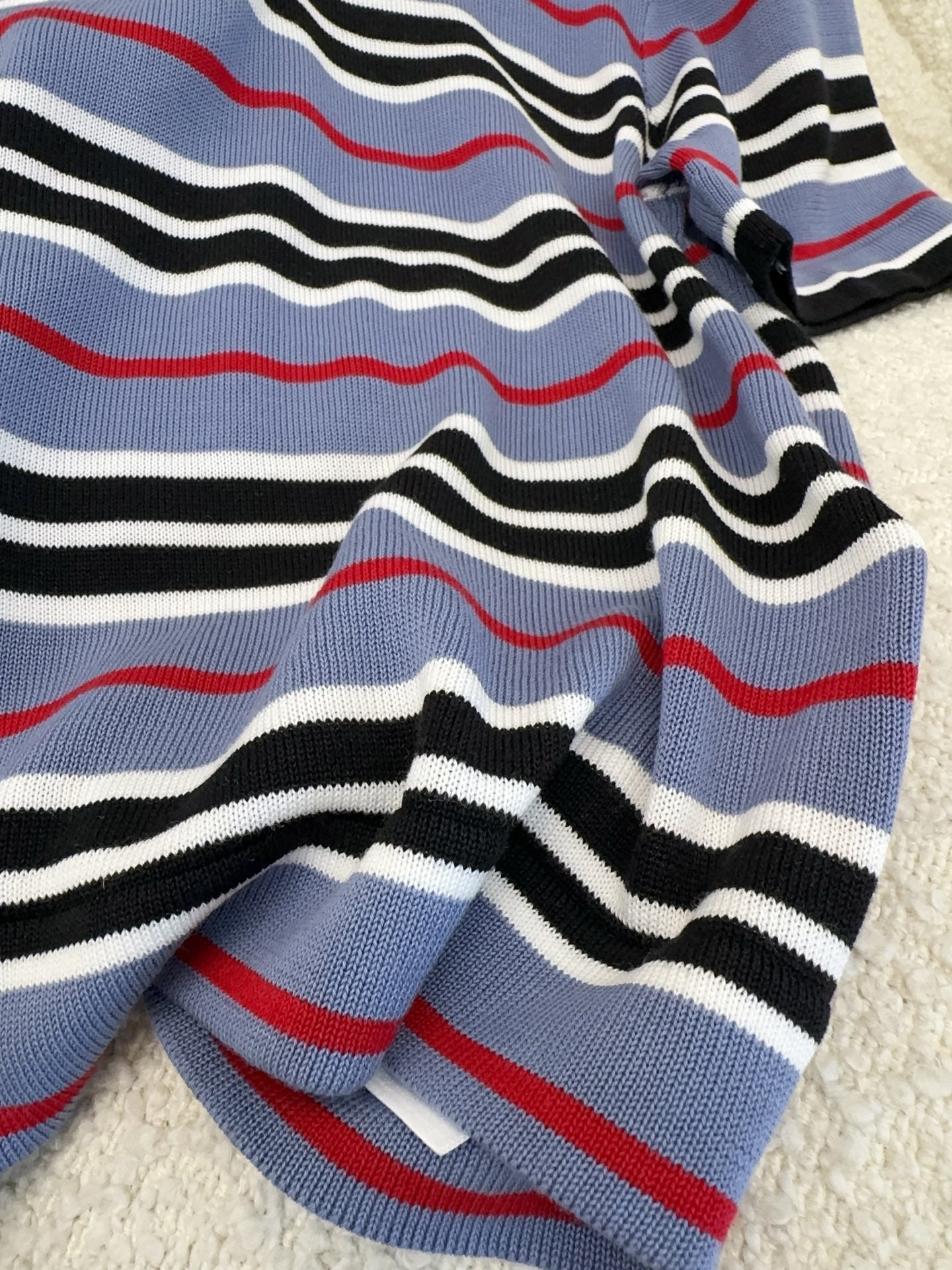 Celine 2025 Striped Polo Shirt Blue Black White Cotton