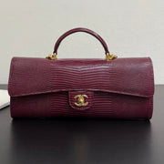 Chanel 2026 Clutch With Chain 25cm Burgundy Lizard-embossed Calfskin