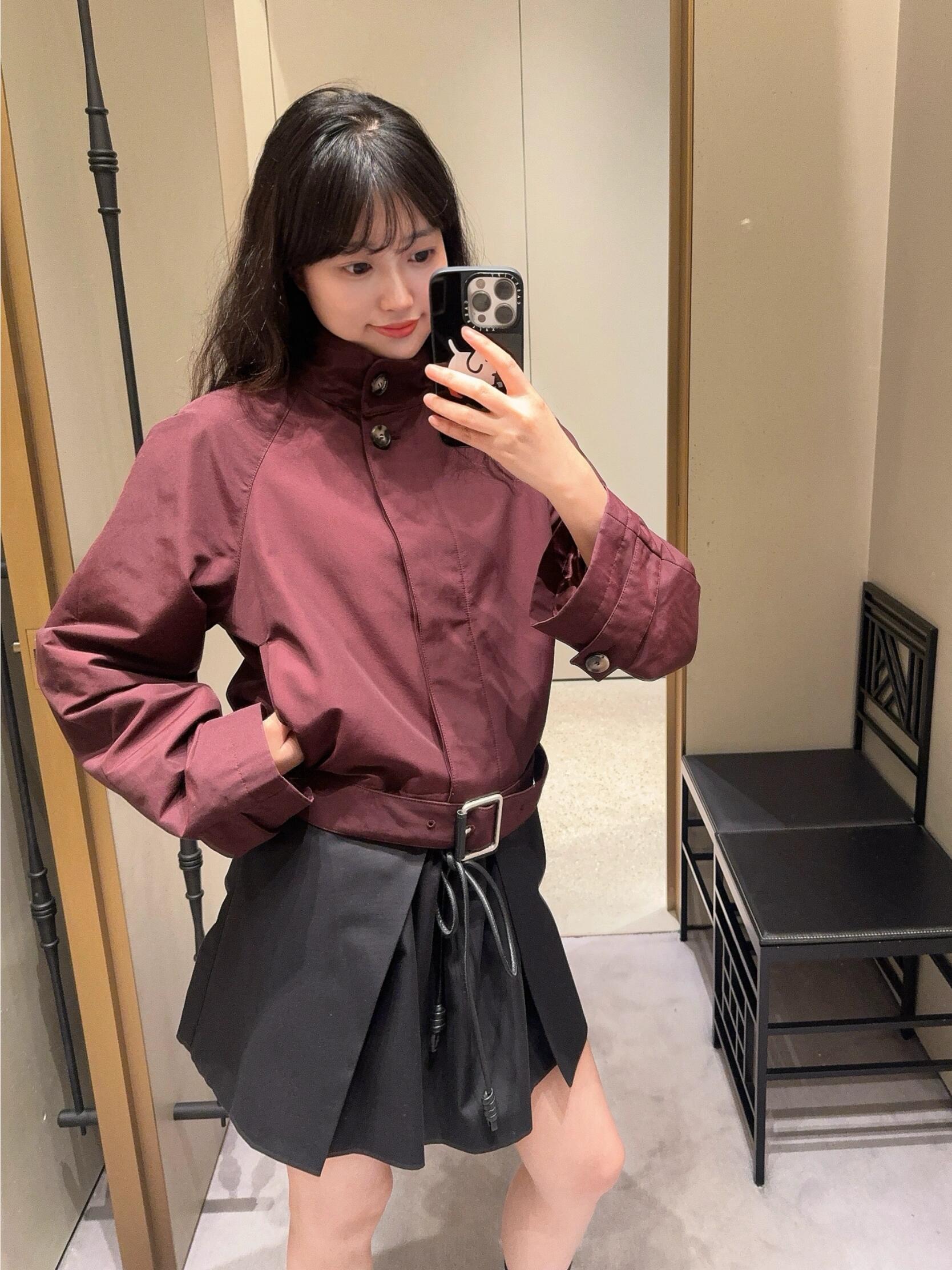 Loewe 25 Stand-up Collar Jacket Burgundy Polyester 288228