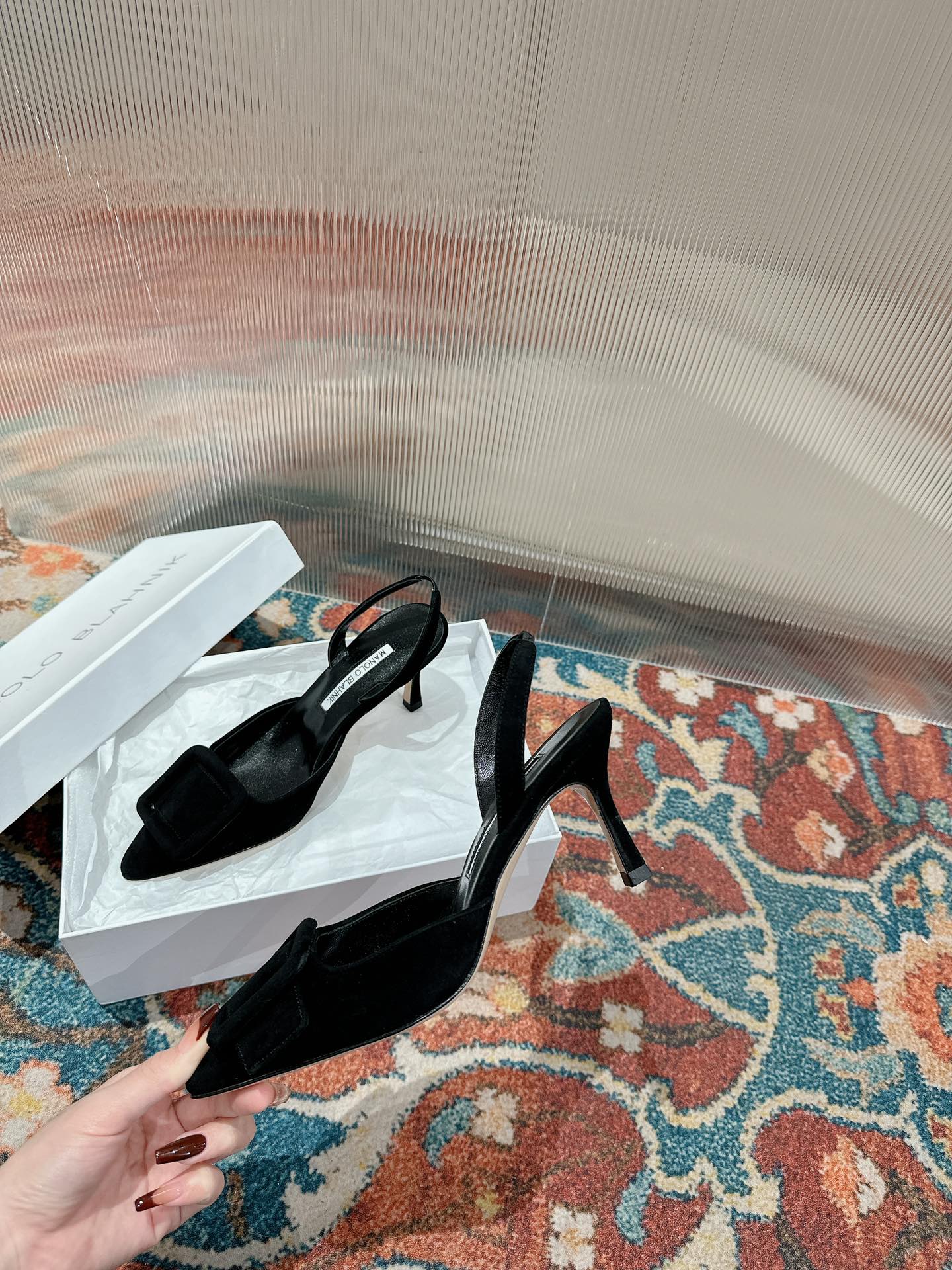 maysale 70 black suede calfskin