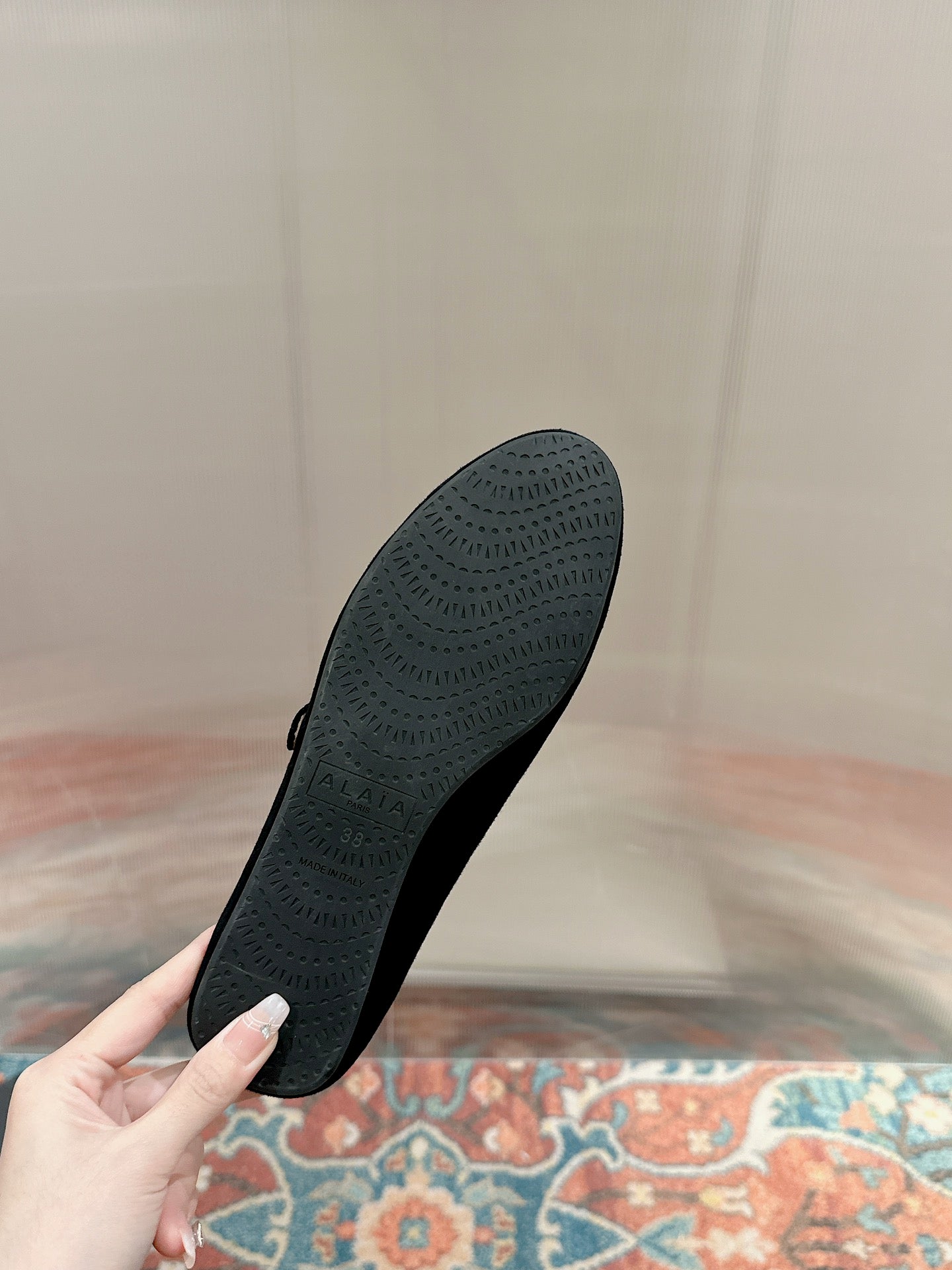 ALAIA MARY JANE IN BLACK SUEDE WITH SILVER HARDWARE