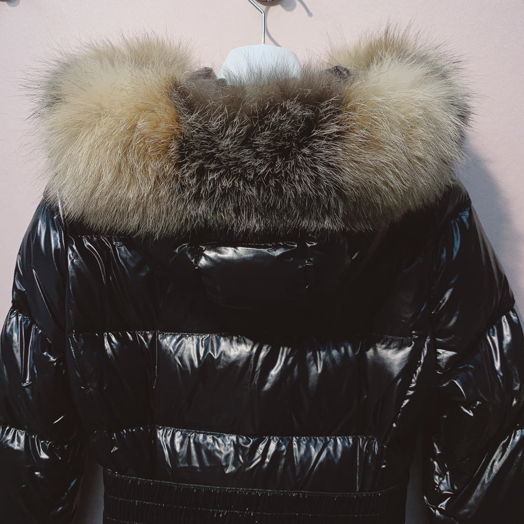 Moncler 25 Long Down Jacket Glossy Black Polyester 289151