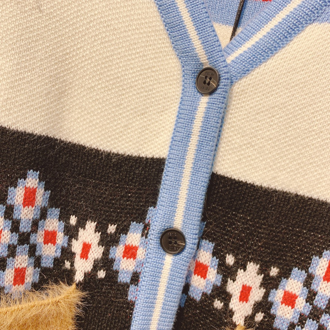 Fendi 25 Cardigan Multicolor Wool 0015