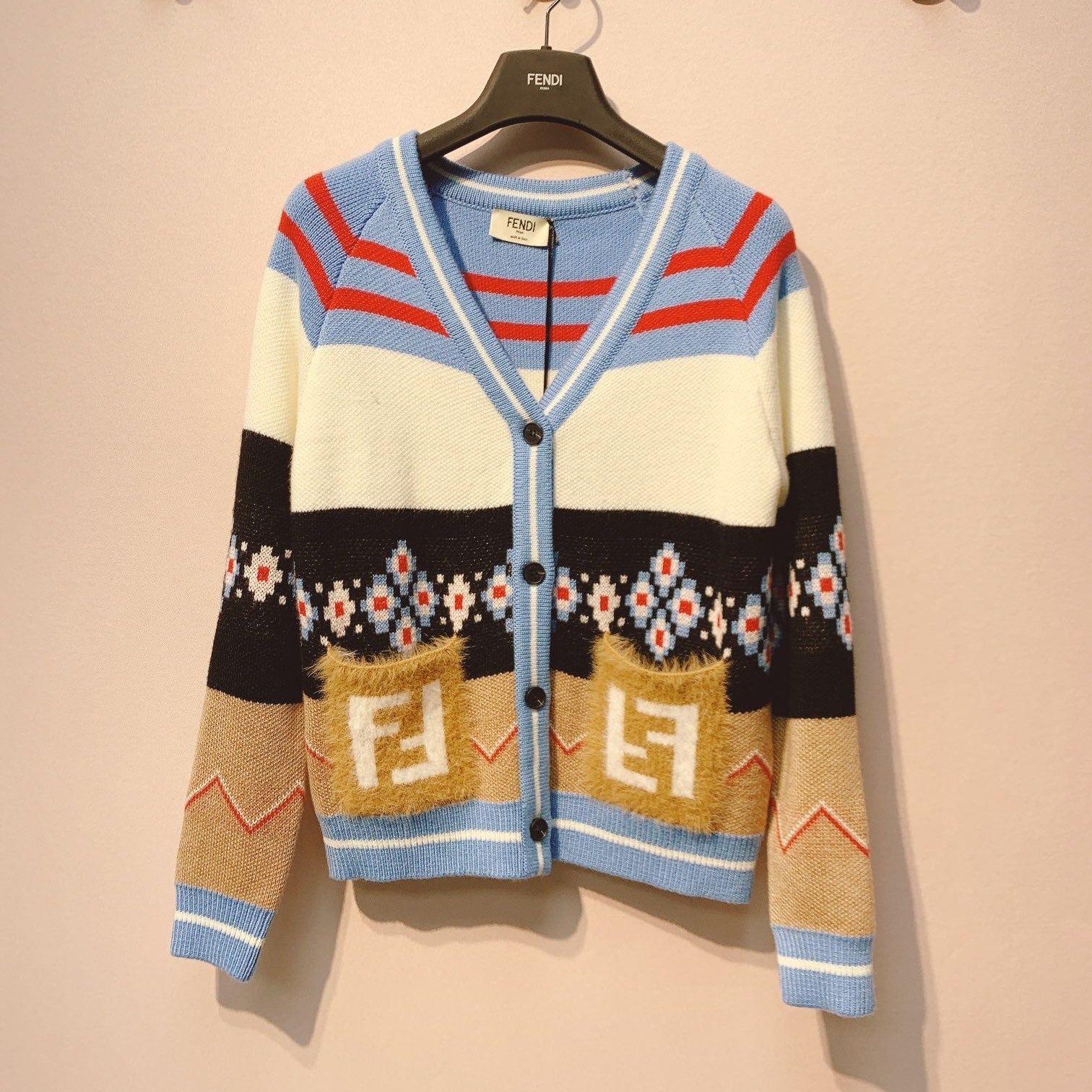 Fendi 25 Cardigan Multicolor Wool 0015
