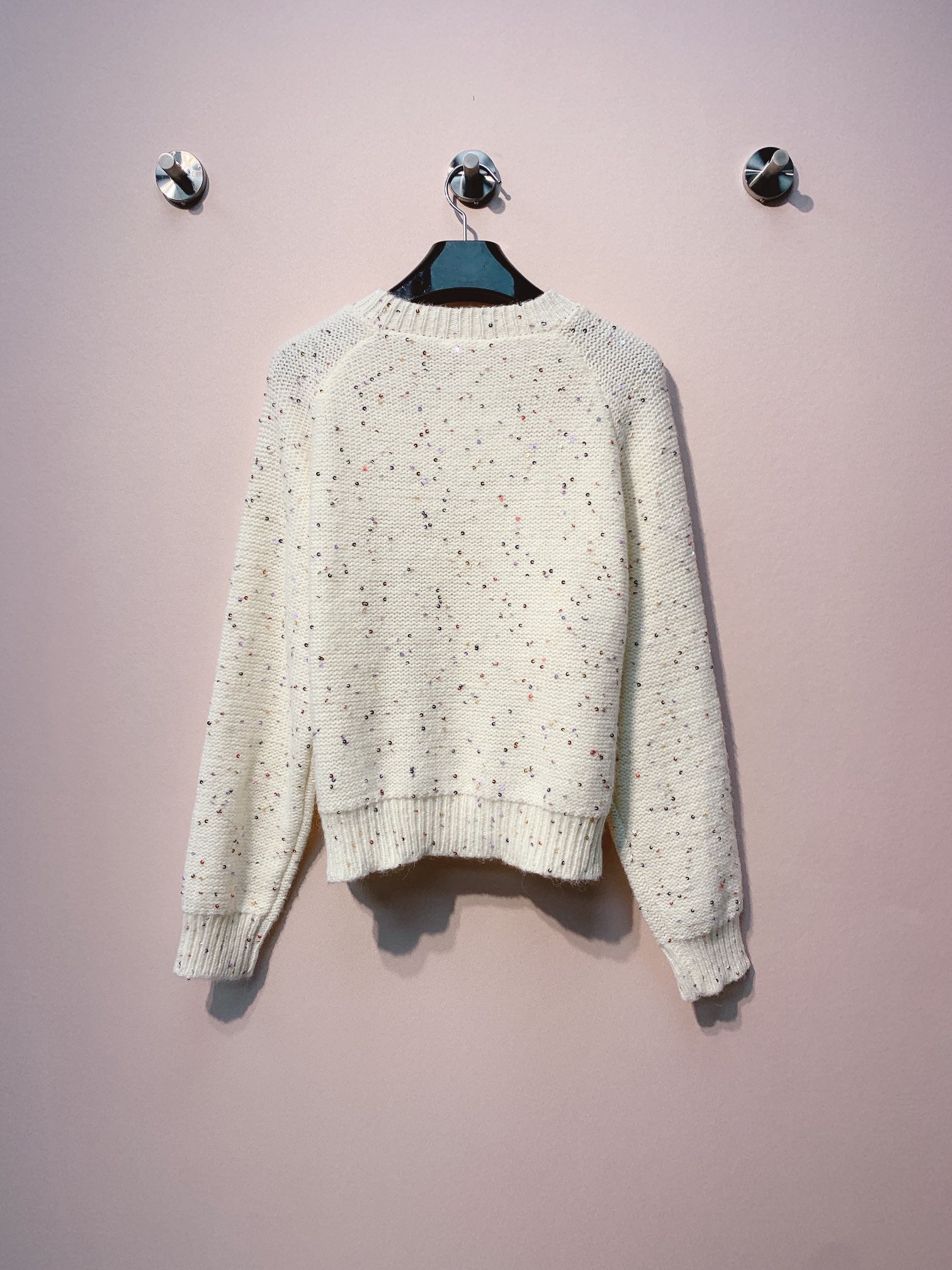 Celine 25 Flower Cardigan Cream Pink Wool