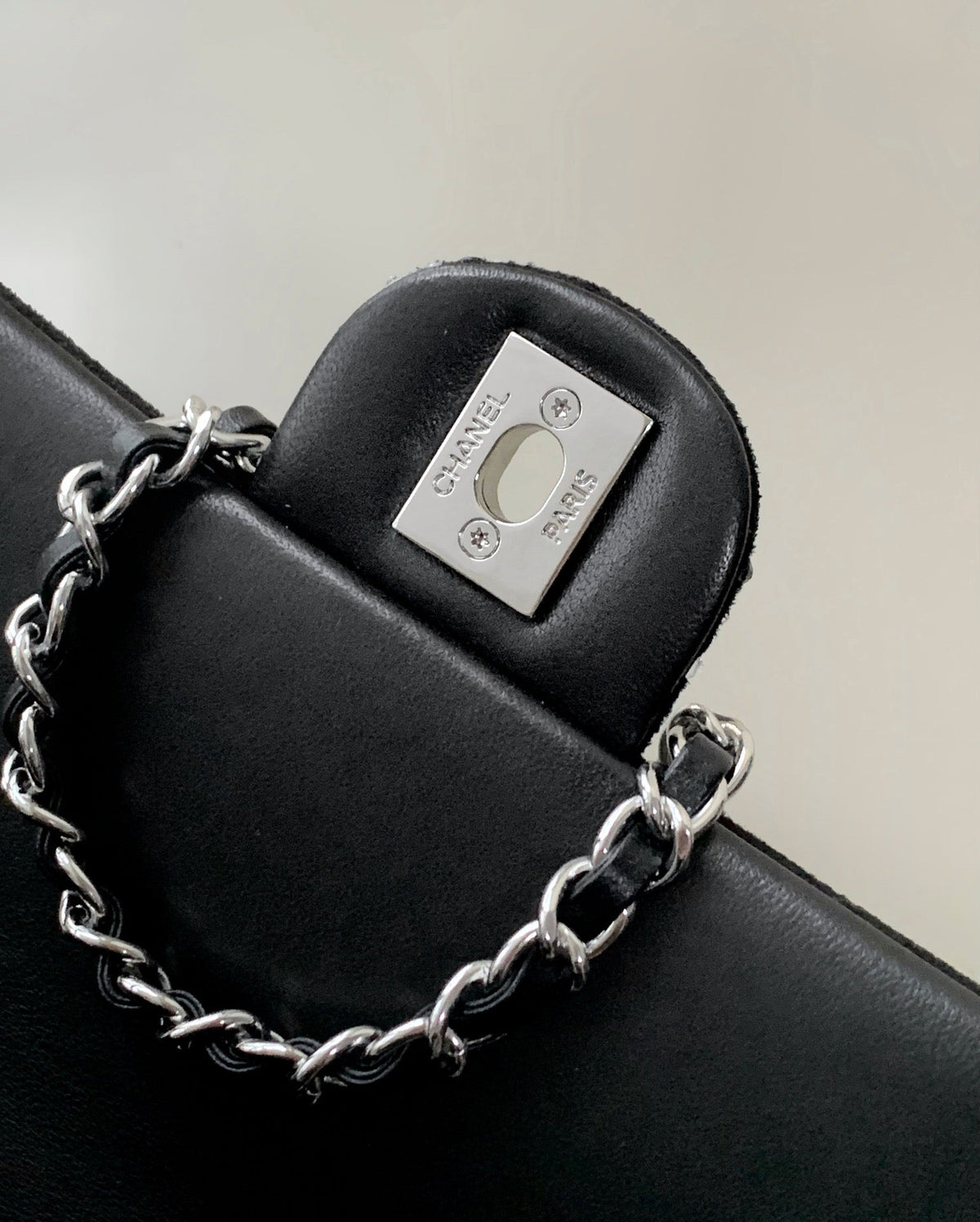Chanel 2026 Crystal Embellished Flap Bag 20cm Black Silver Hardware Leather