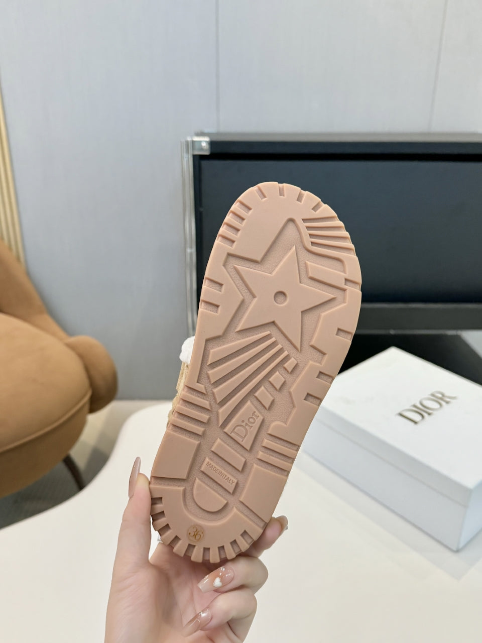 CD Dioract Sandal Beige Suede Wool 529373