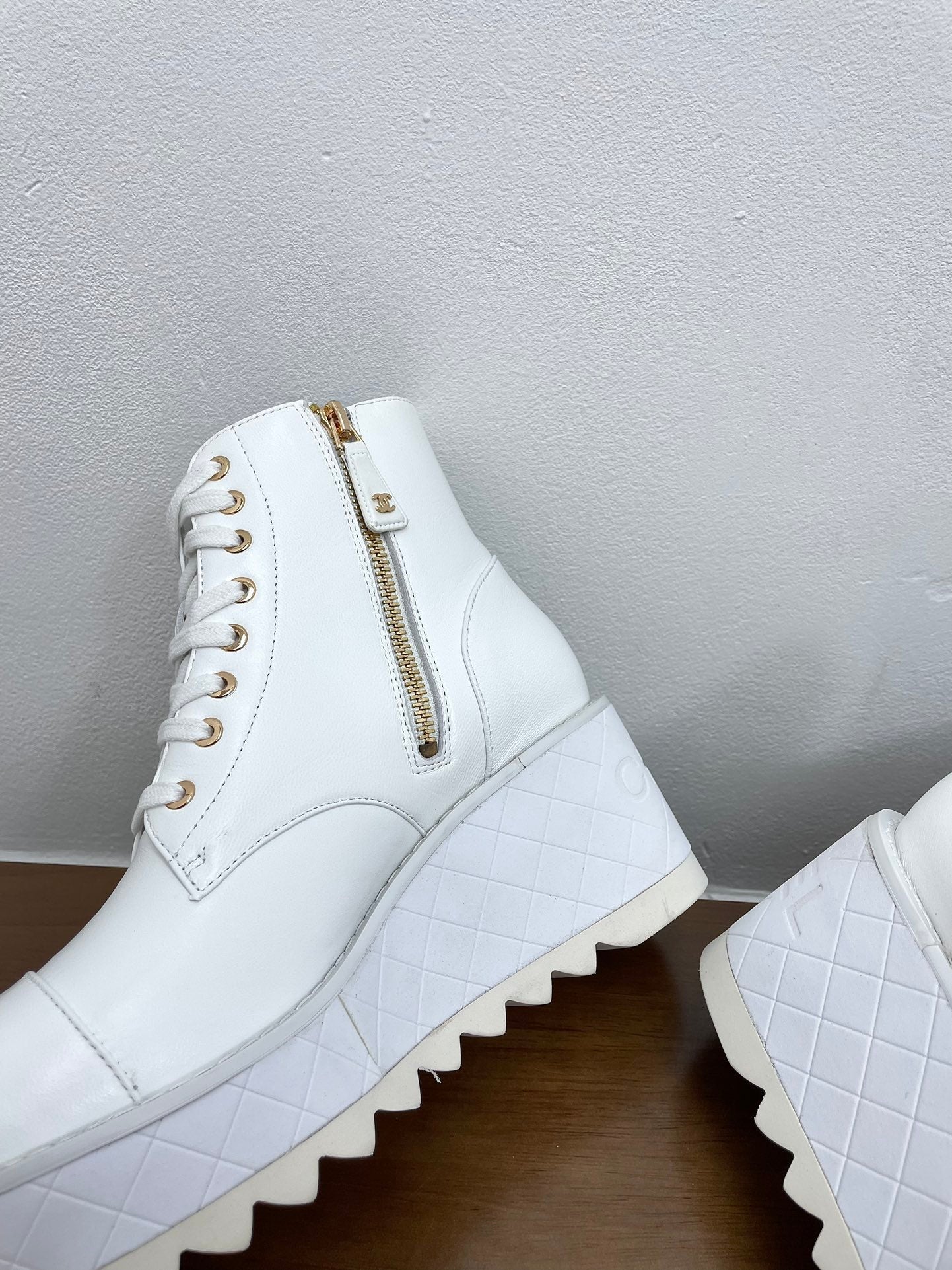 CC Ankle Boots 100mm White Lambskin