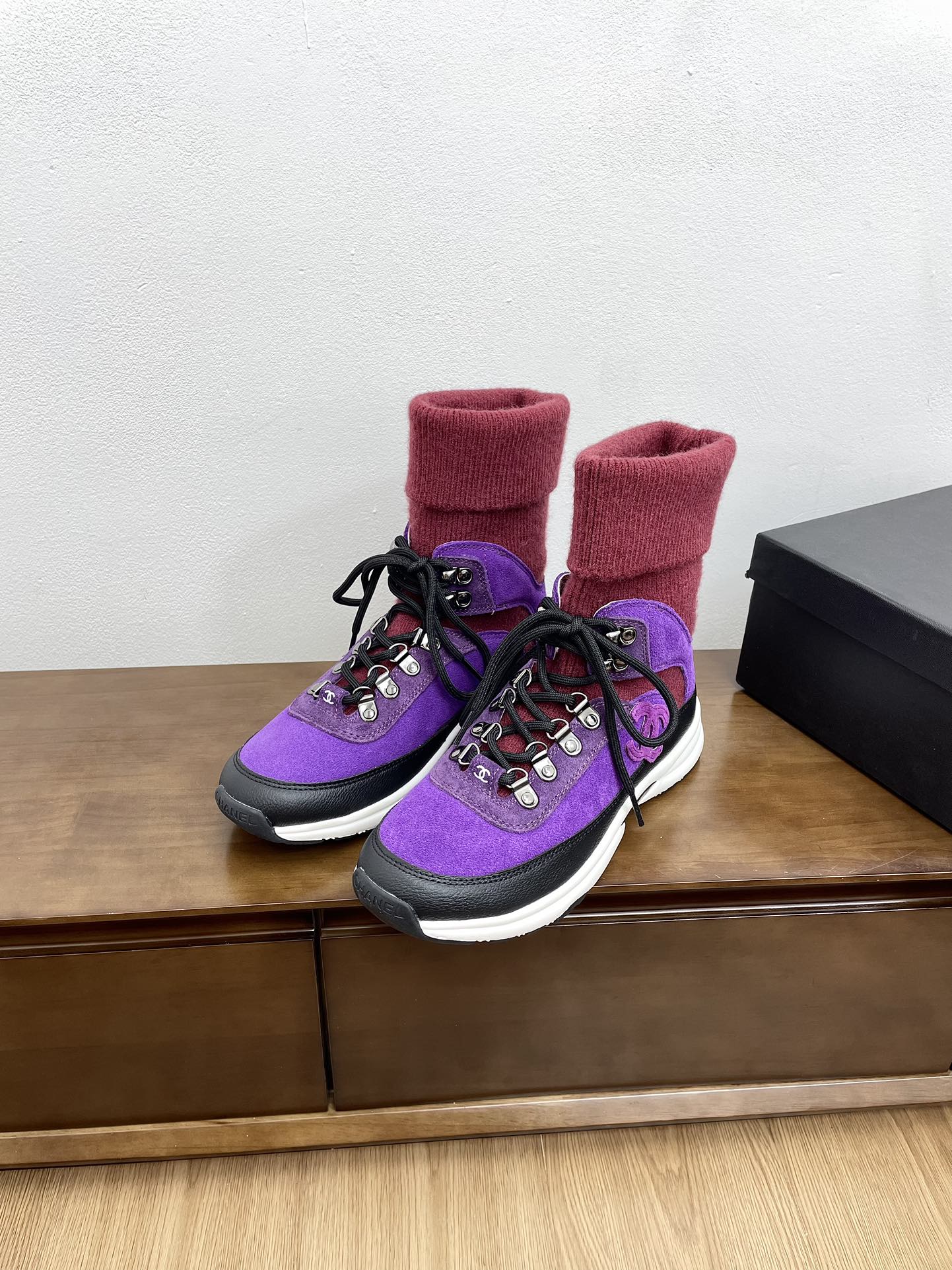 CC Sneaker 30mm Purple Red Suede And Wool