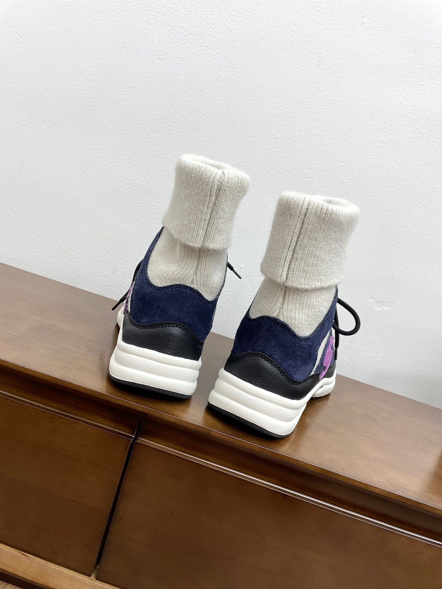 CC Sneaker 30mm Dark Blue White Suede And Wool