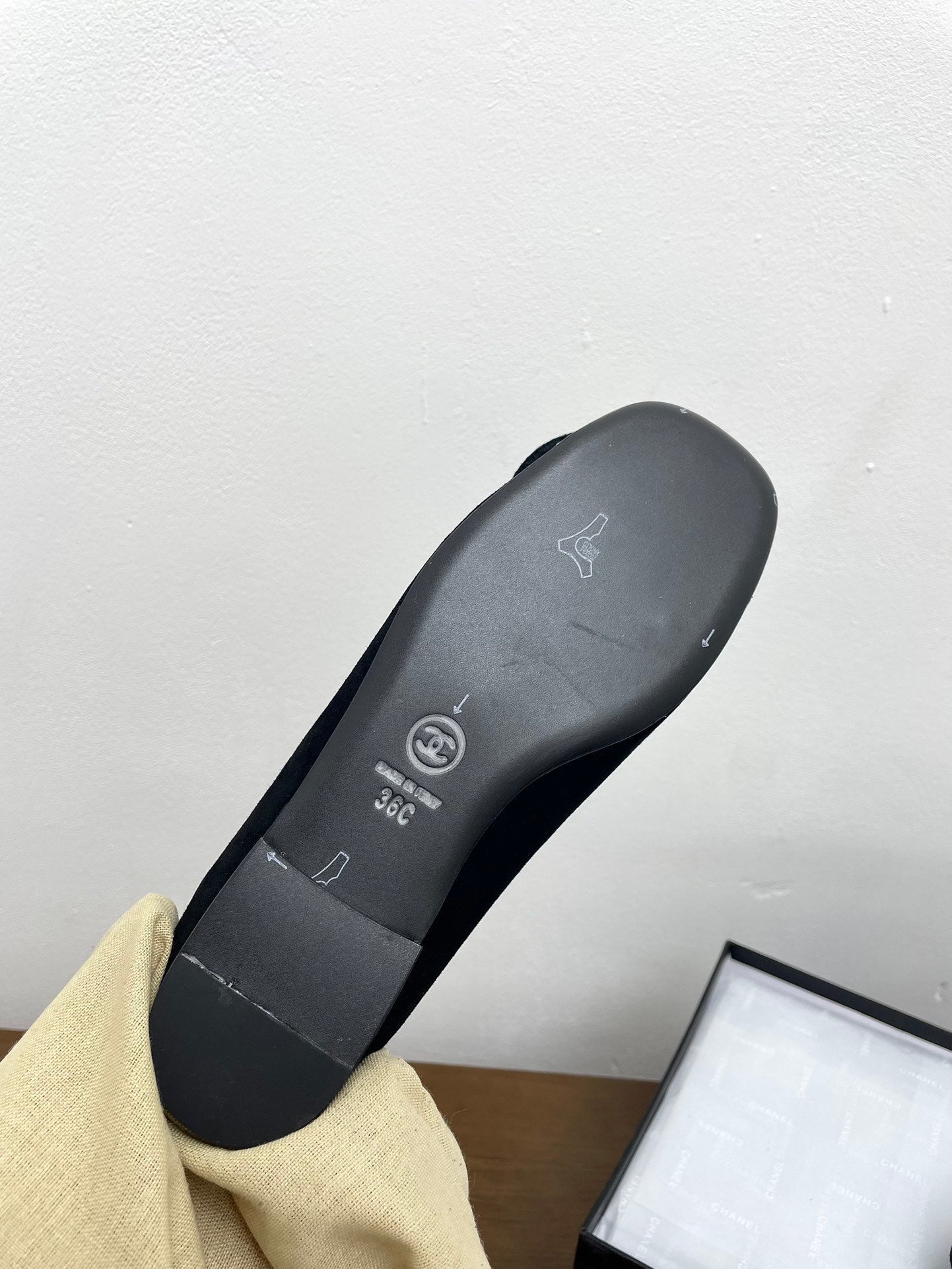 CC Ballet Flats Black With Camellia Black Suede