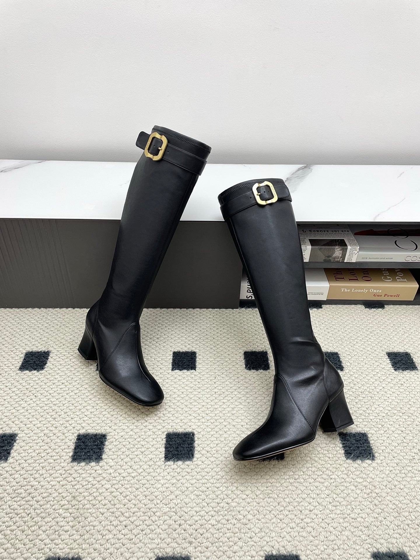Miumiu 25 Long Boot Black Leather 549776