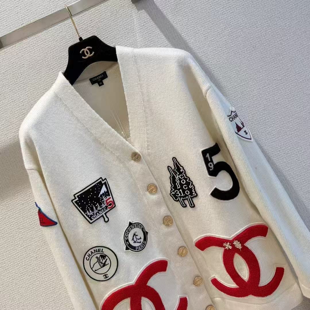 Chanel 2026 Cardigan White Mix Colors Wool