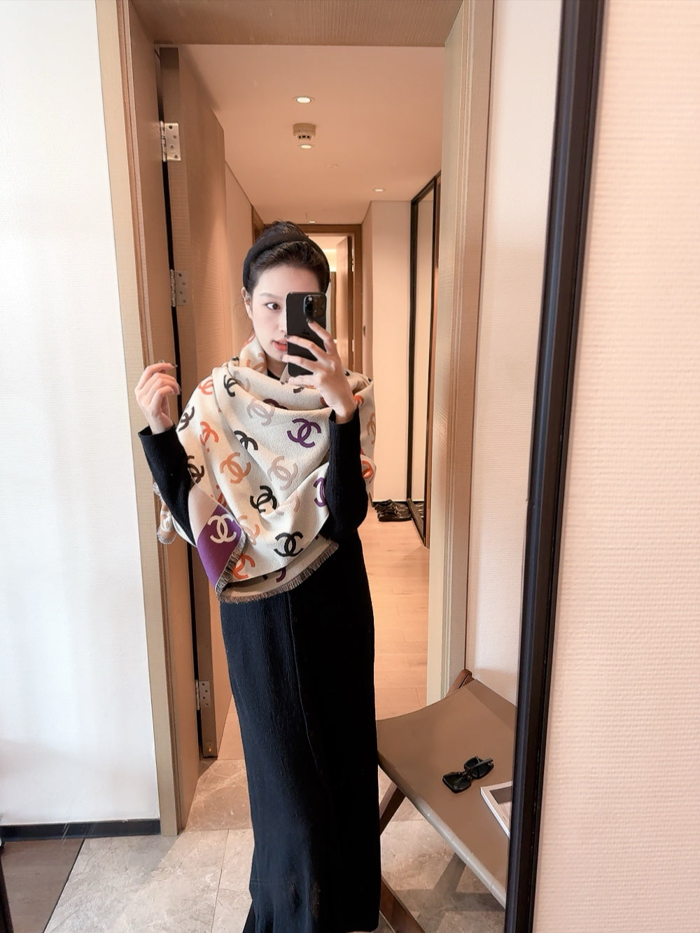 CC Scarf 180 CM In Colorful Two-Sided Wool Cashmere 383986