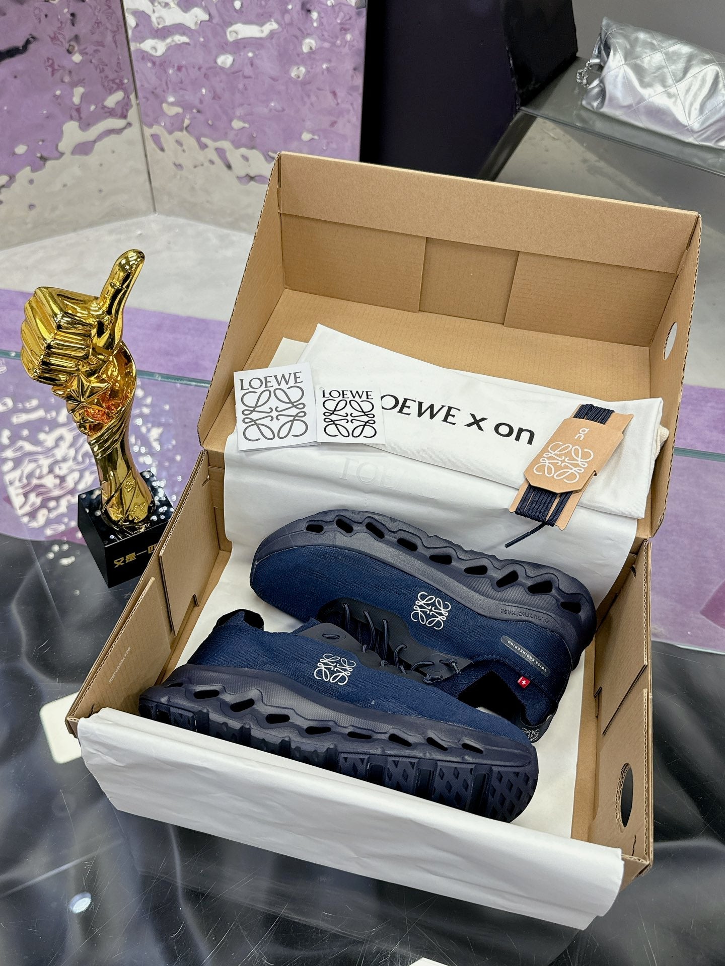 Loewe x On Cloudtilt Sneaker Navy Blue Calfskin