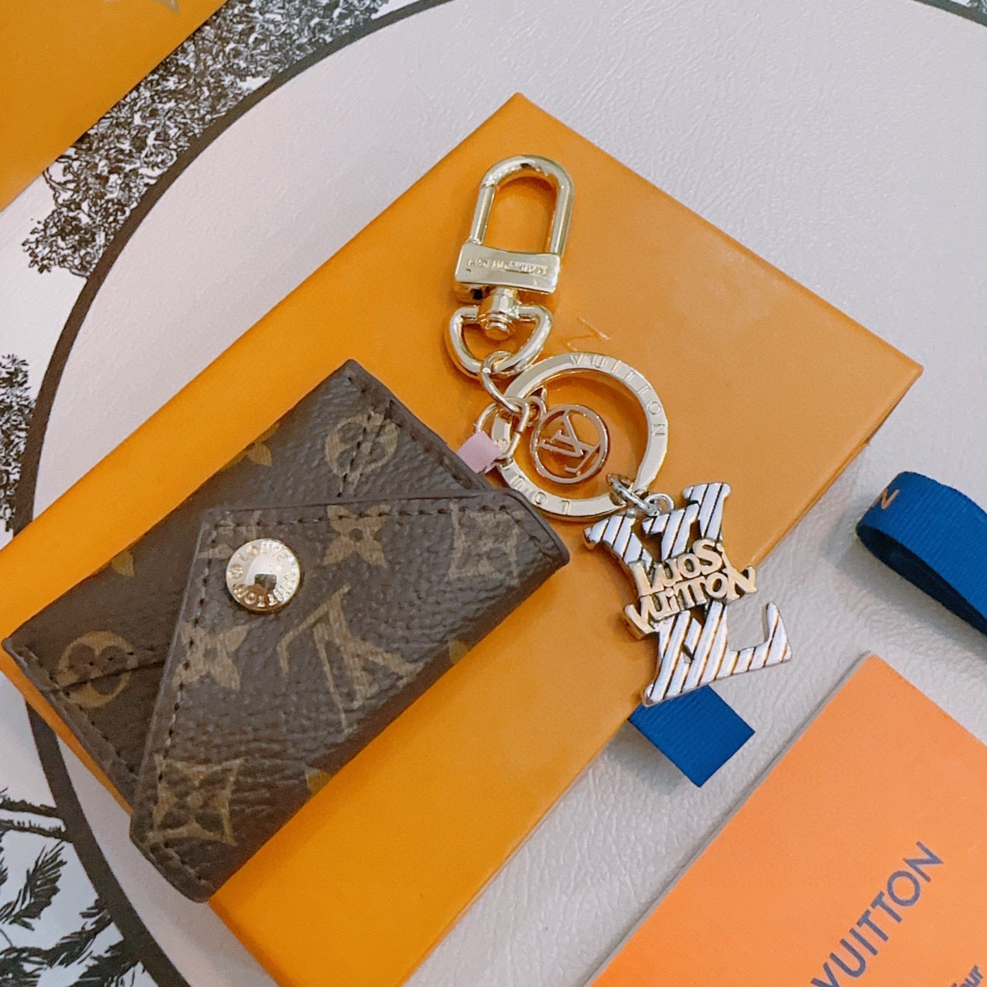 LV Brown Wallet Charm